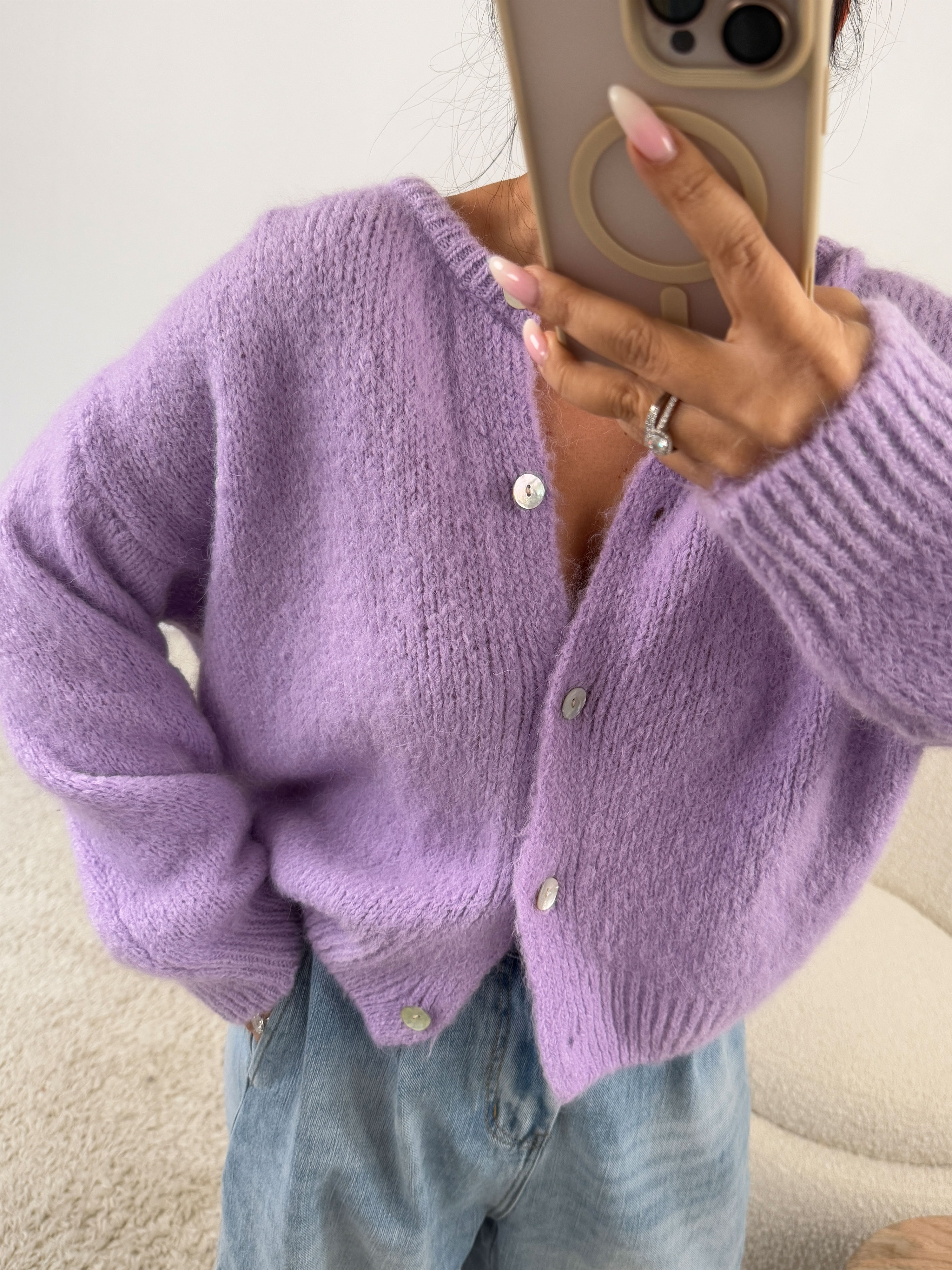 Strickjacke mit Baby-Alpakawollanteil - Orchidea