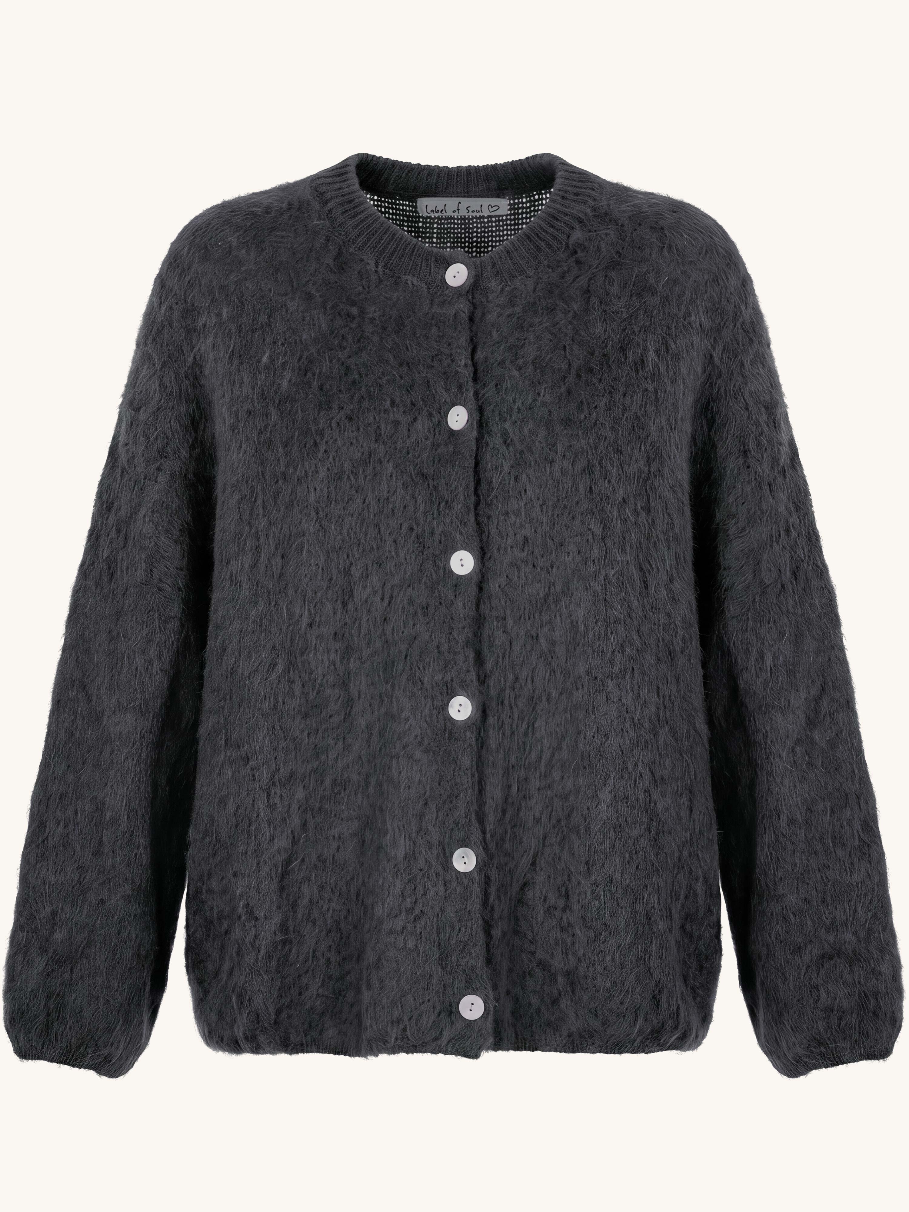 Oversize Strickjacke - FLUFFY - Anthrazit
