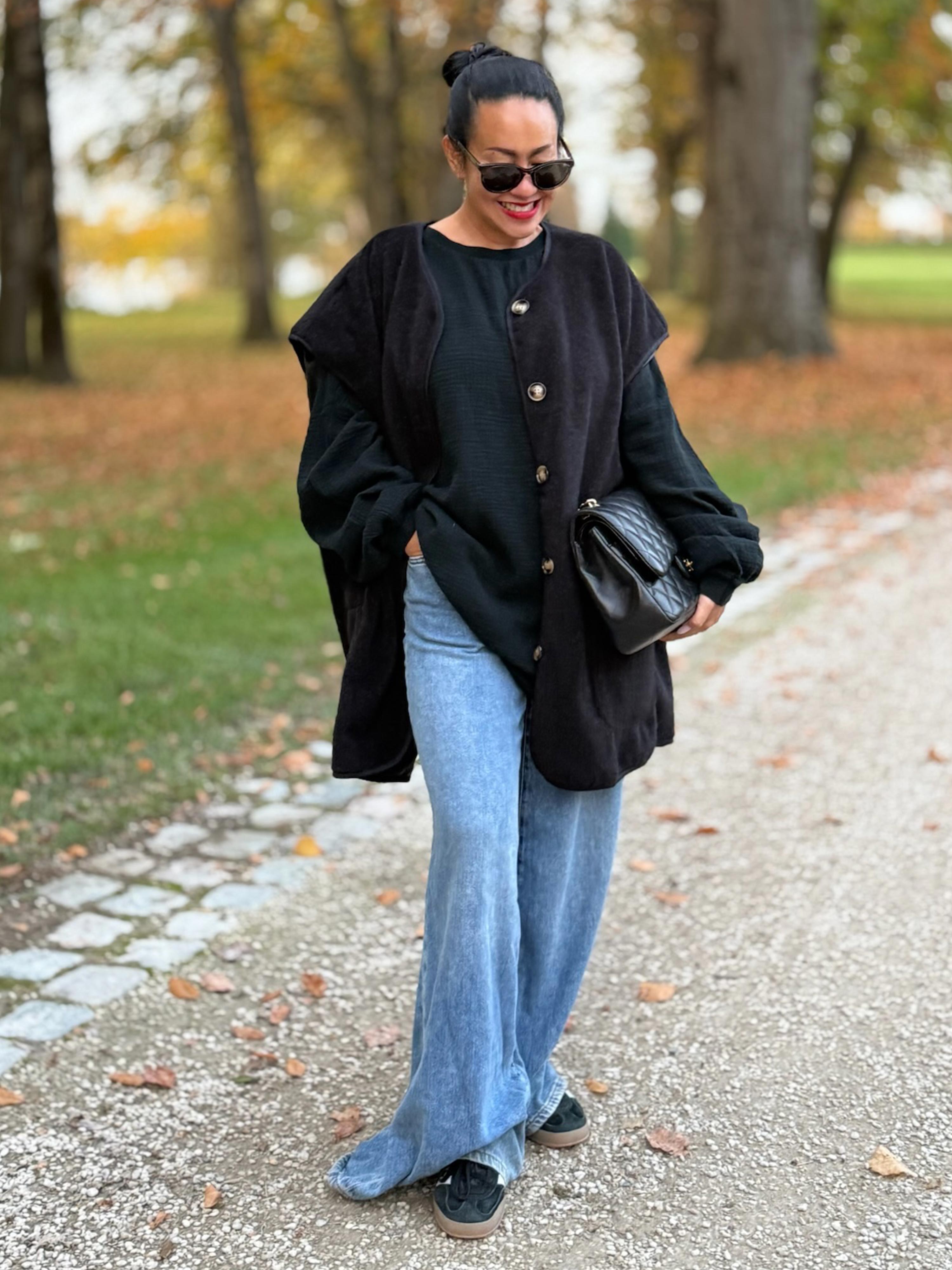 Oversize Weste mit Taschen - SIGNATURE - Schwarz