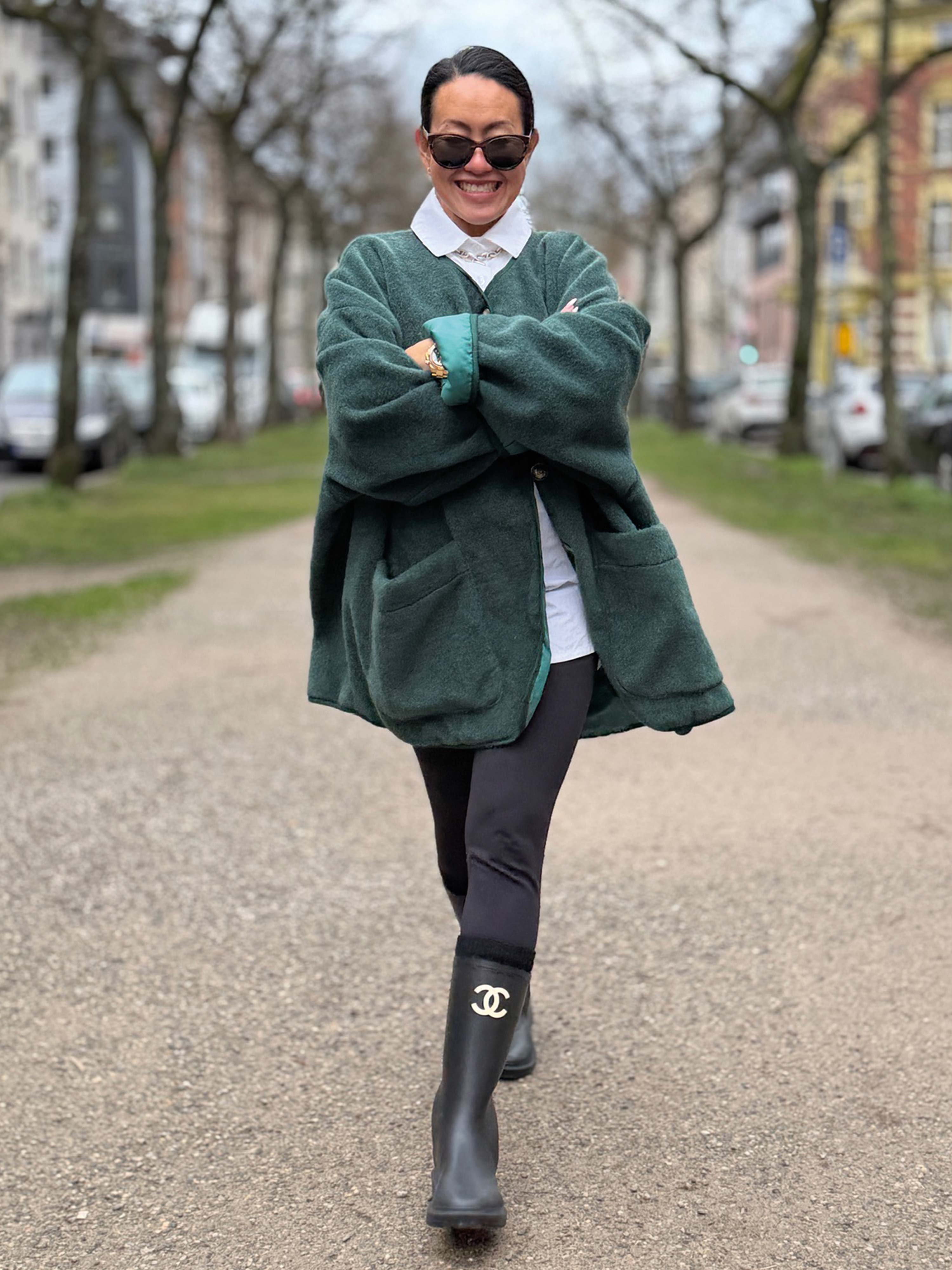 Oversize Jacke - SIGNATURE - Emerald inkl. Gratisbrosche