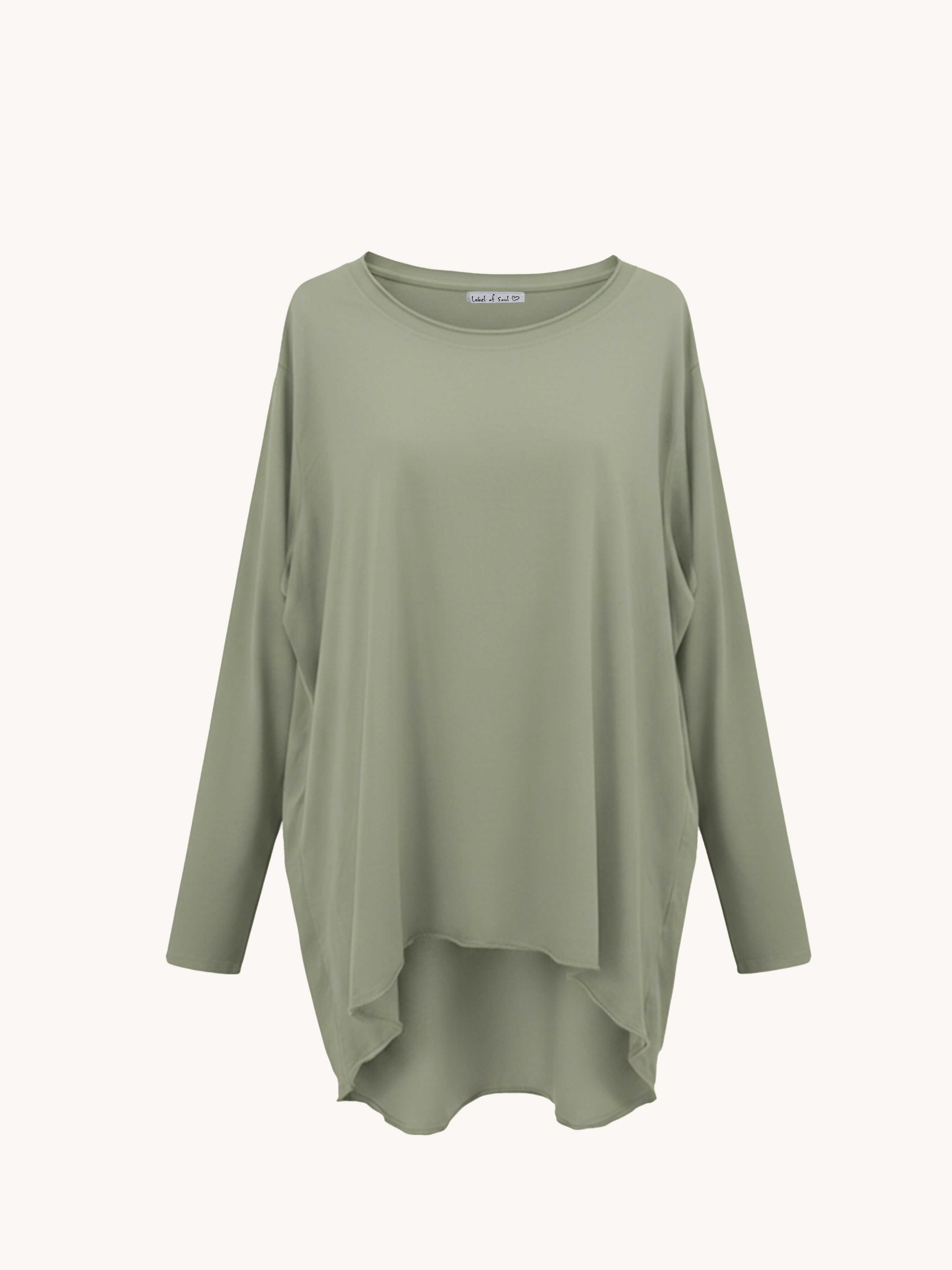 Basic Vokuhila Langarmshirt - Matcha