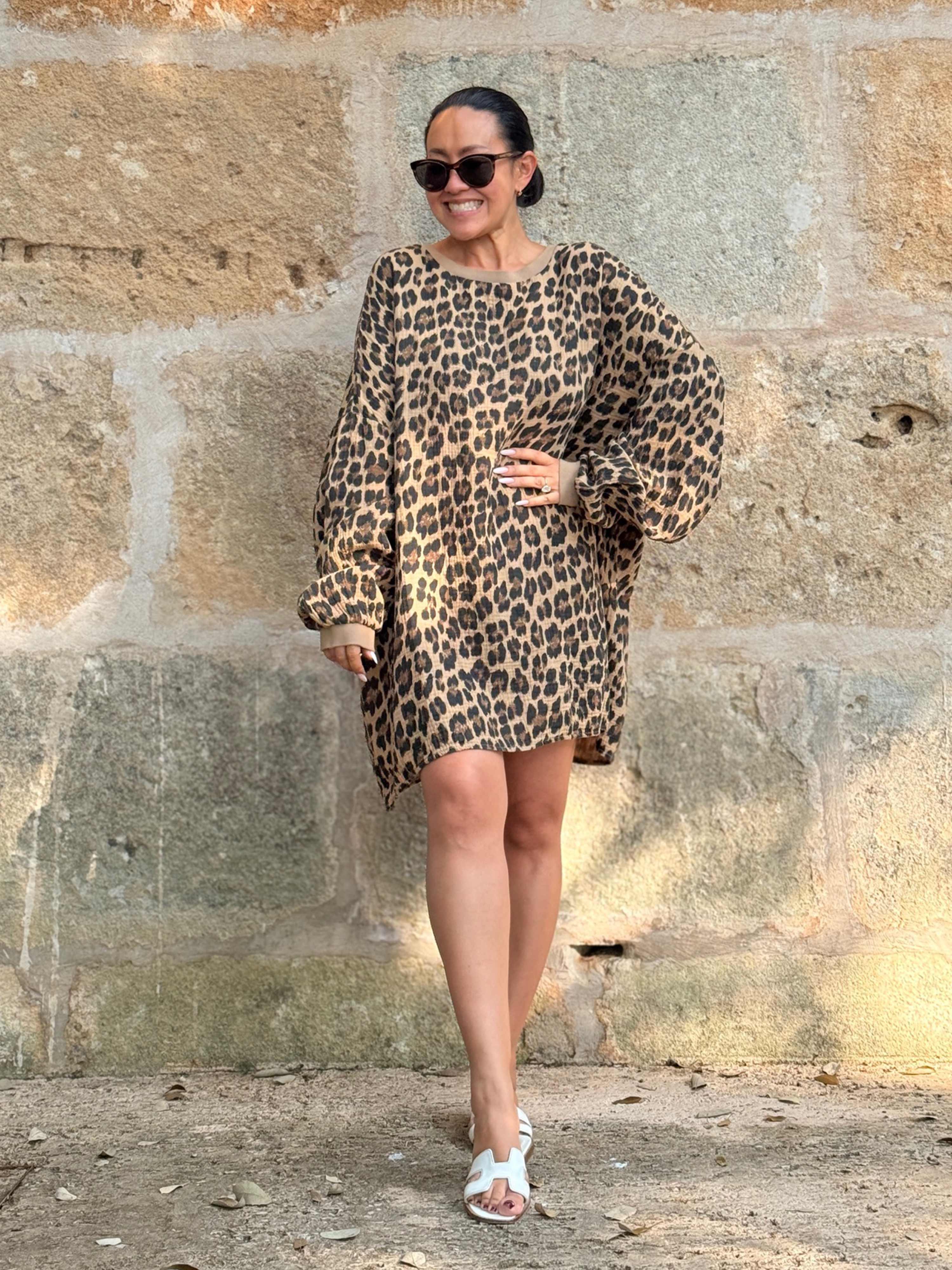 Musselin Oversize Sweatshirt - Leo Camel