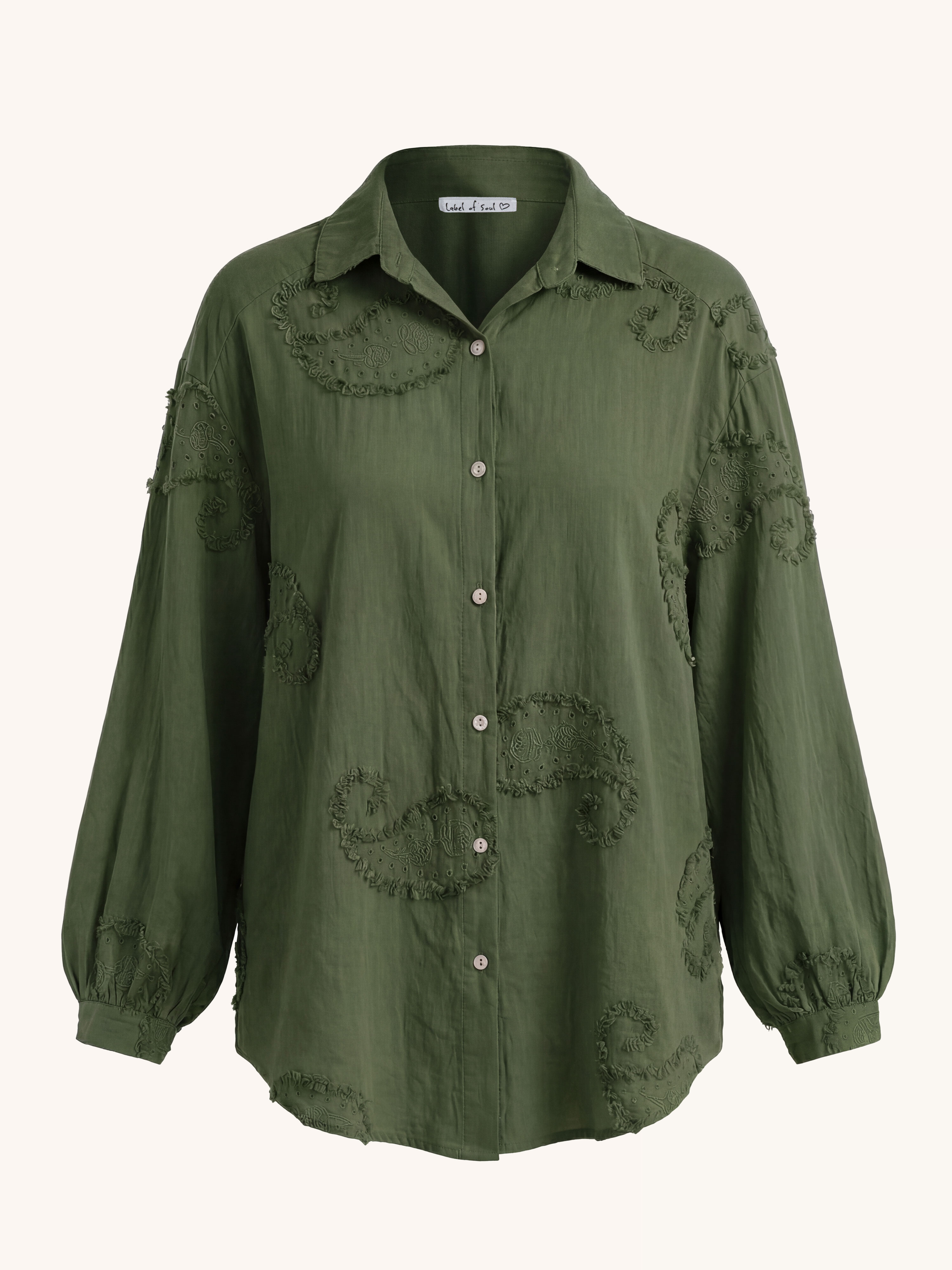 Cotton Oversize Midi Bluse - OHANA - Olive
