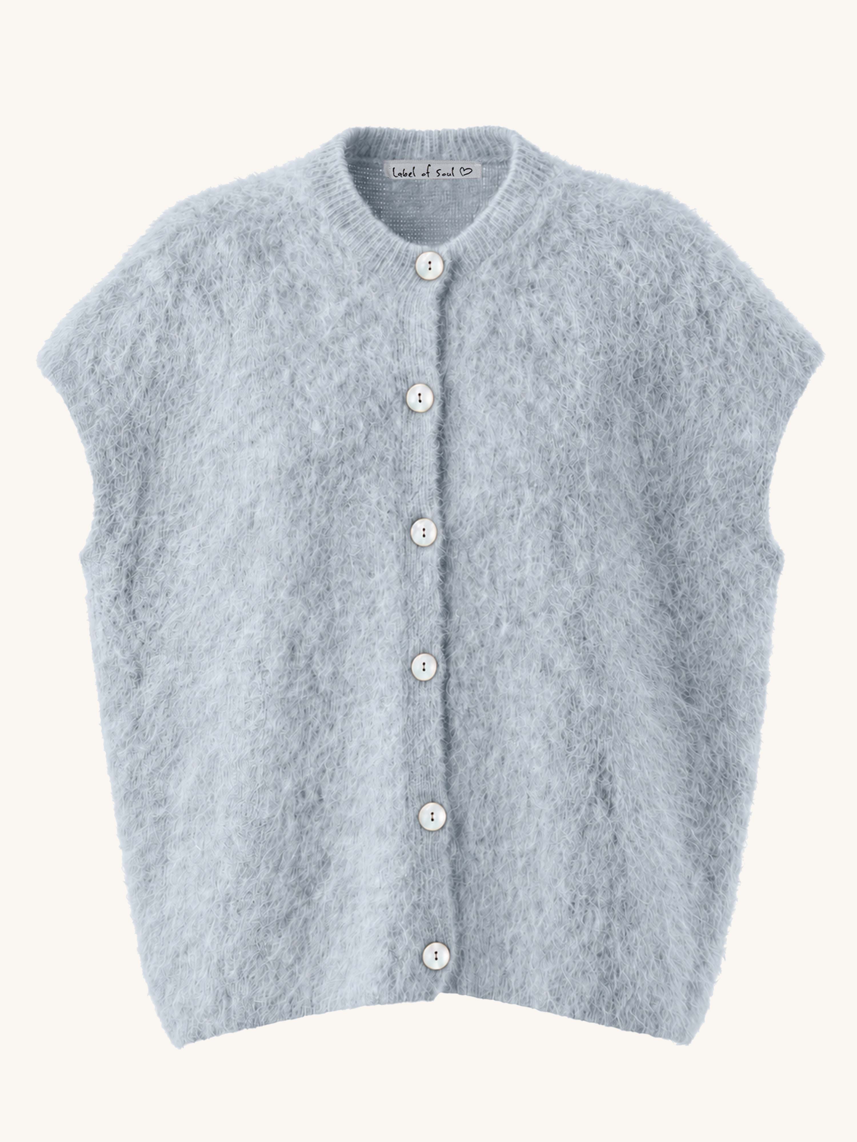 Oversize Strickweste - FLUFFY - Babyblau