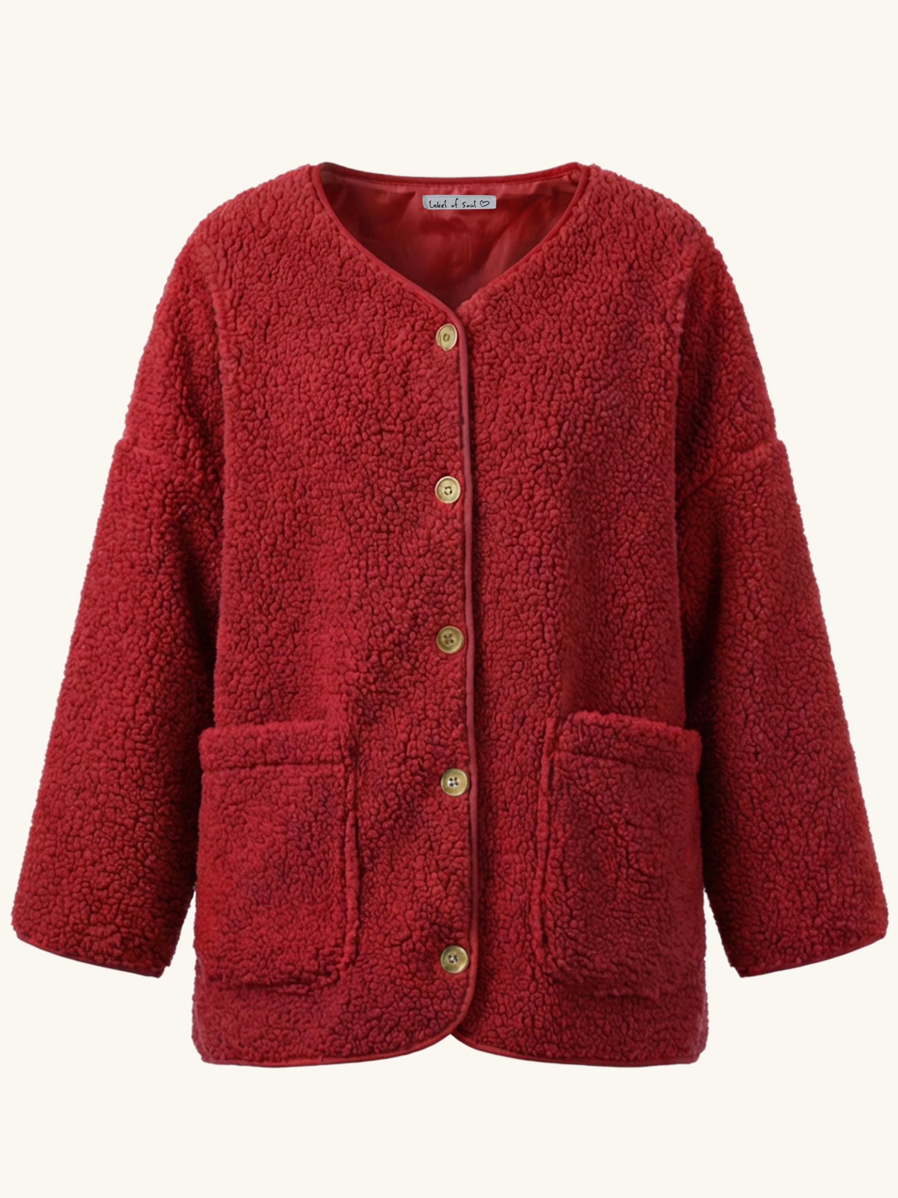 Teddylook Oversize Jacke - ICON - Rouge