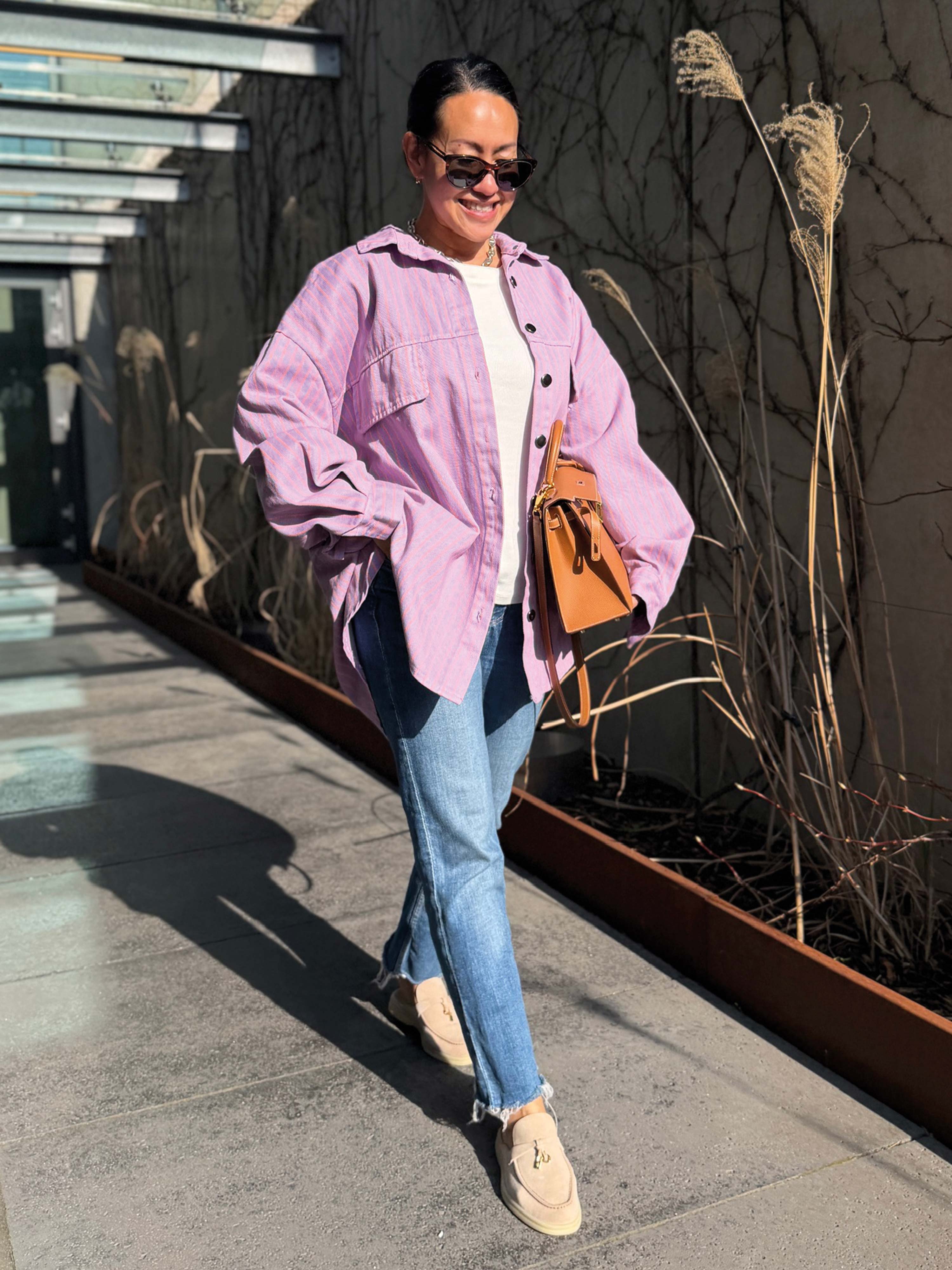 Denim Overshirt Jacke - STRIPES Lavendel