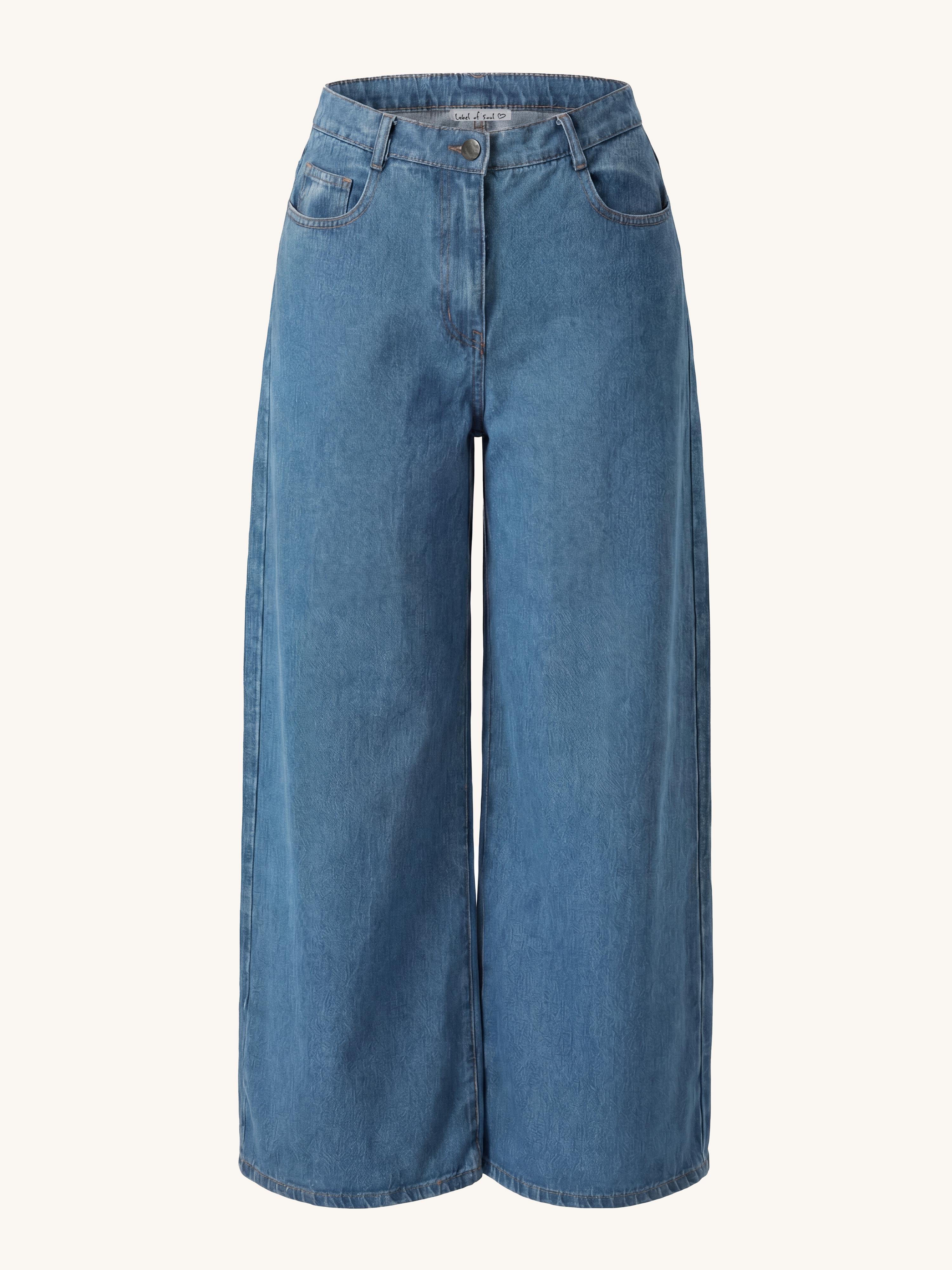 Palazzo Wide-Leg Jeans Hose - Denim Blue