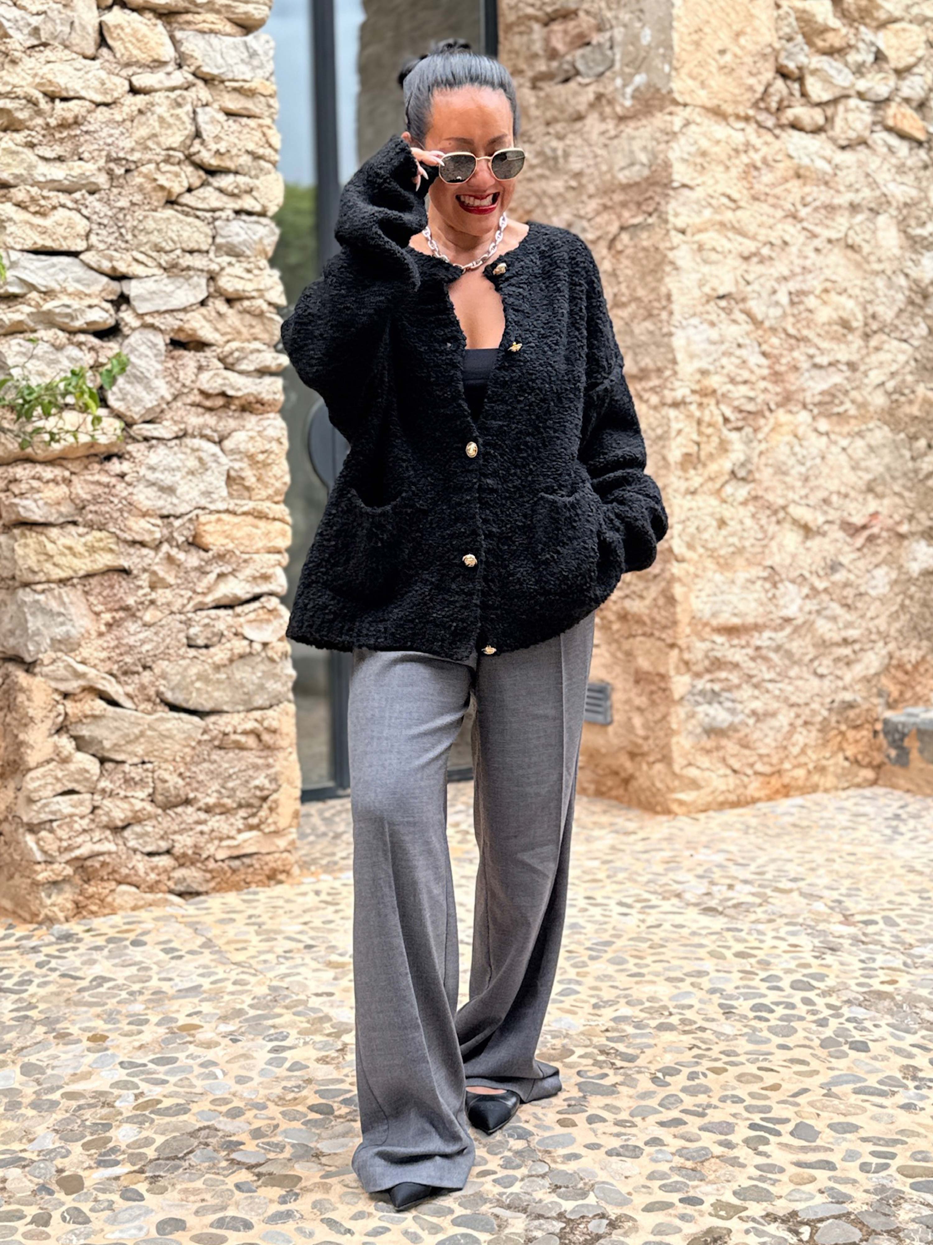 PREMIUM Bouclé Cardigan - Schwarz PREMIUM Bouclé Cardigan - Schwarz