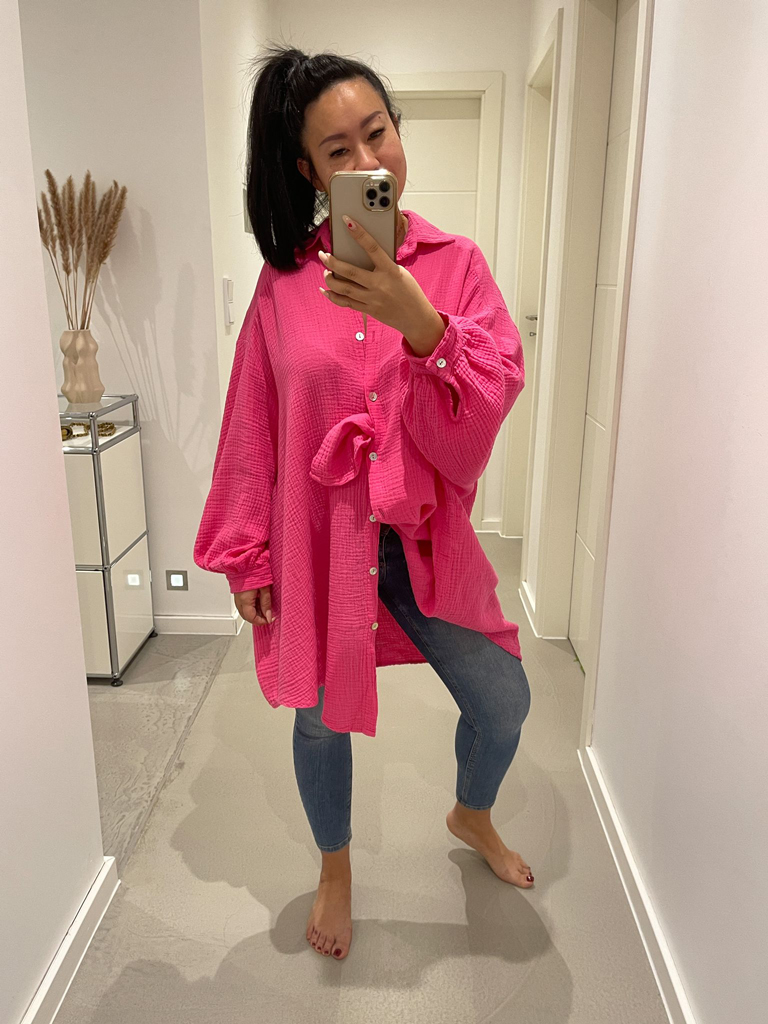 Musselin Long Oversize Bluse -  Must Have - Pink