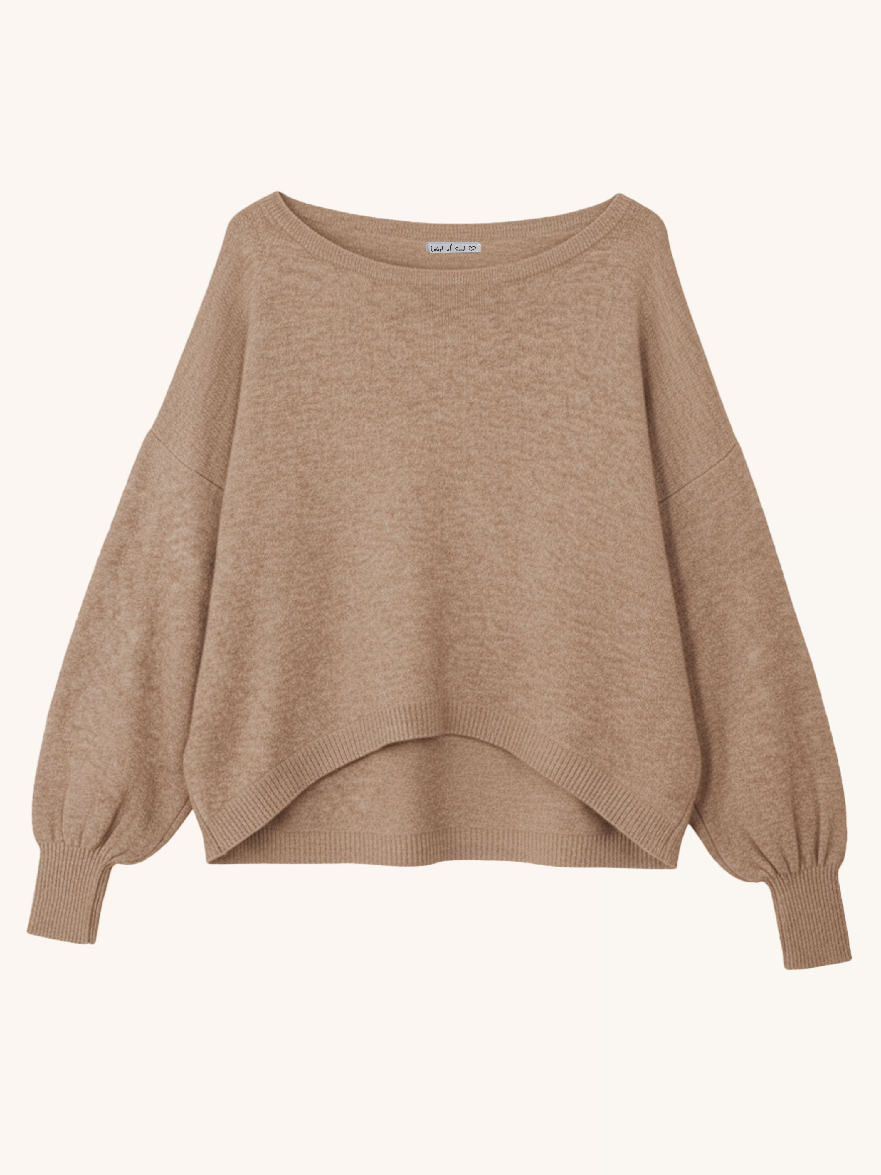 Cropped Viskose Pullover mit Rundhalsausschnitt - Camello