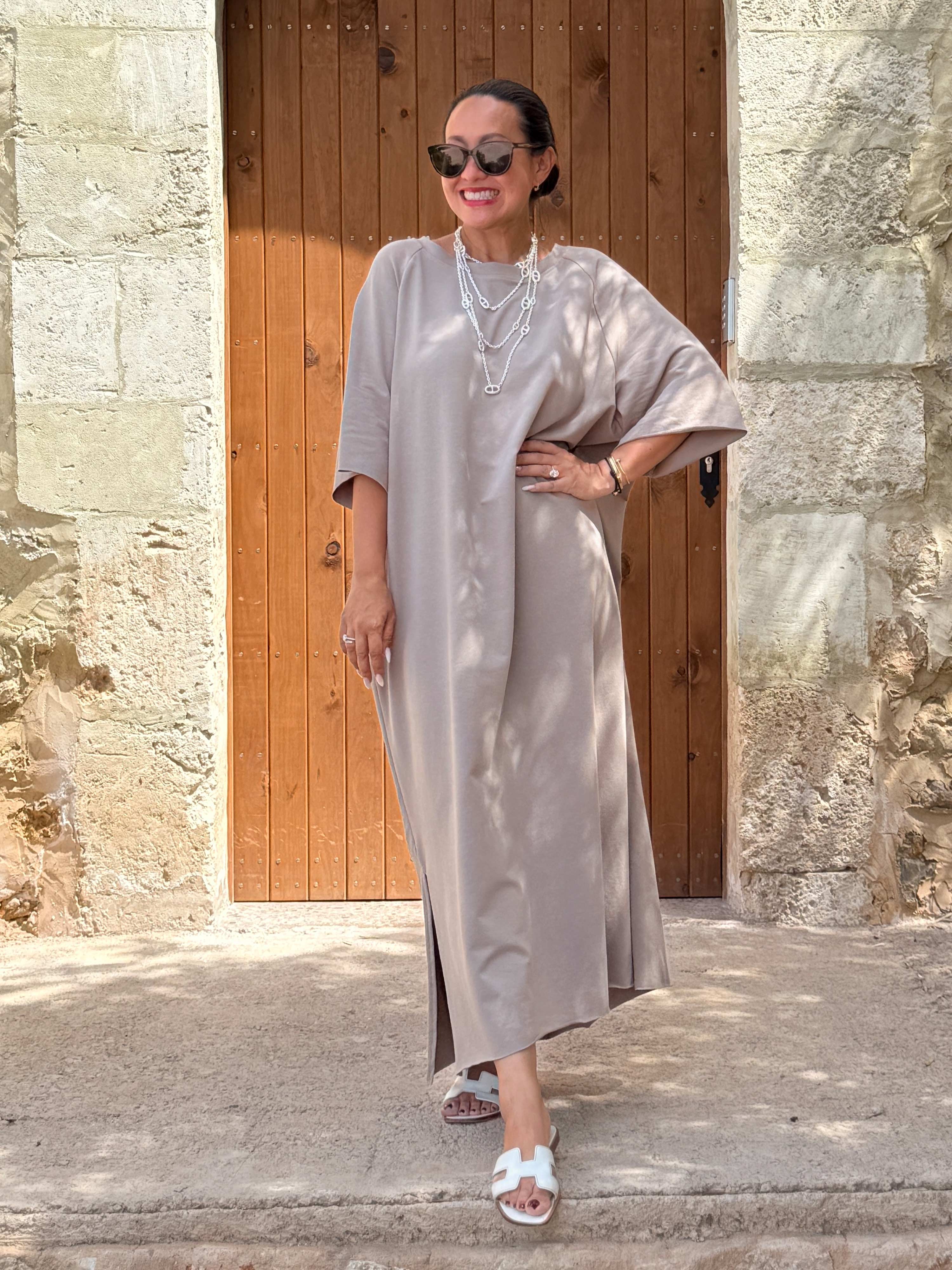 Oversize Sweatkleid - Taupe