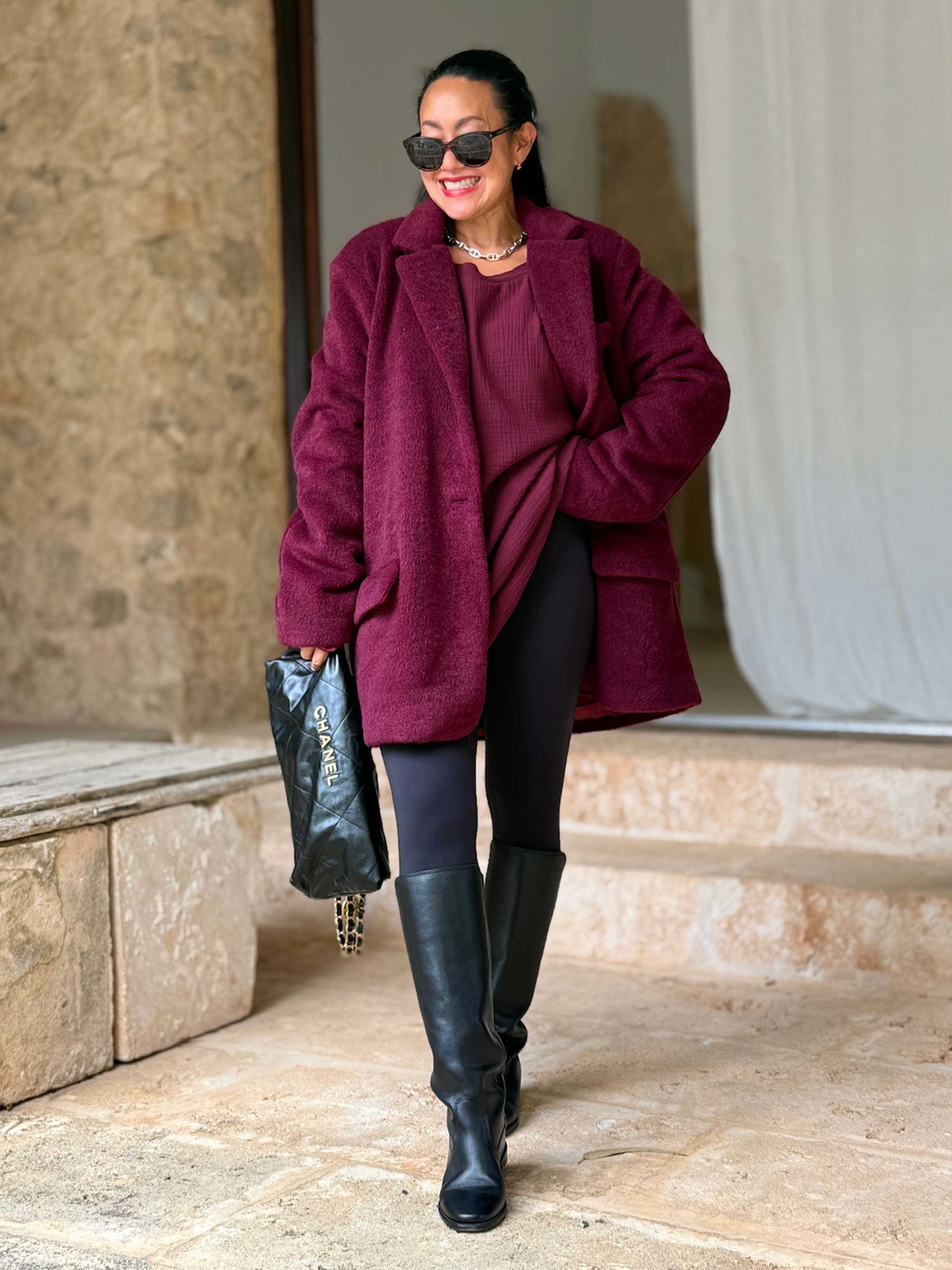 Musselin Oversize Sweatshirt - Burgunder