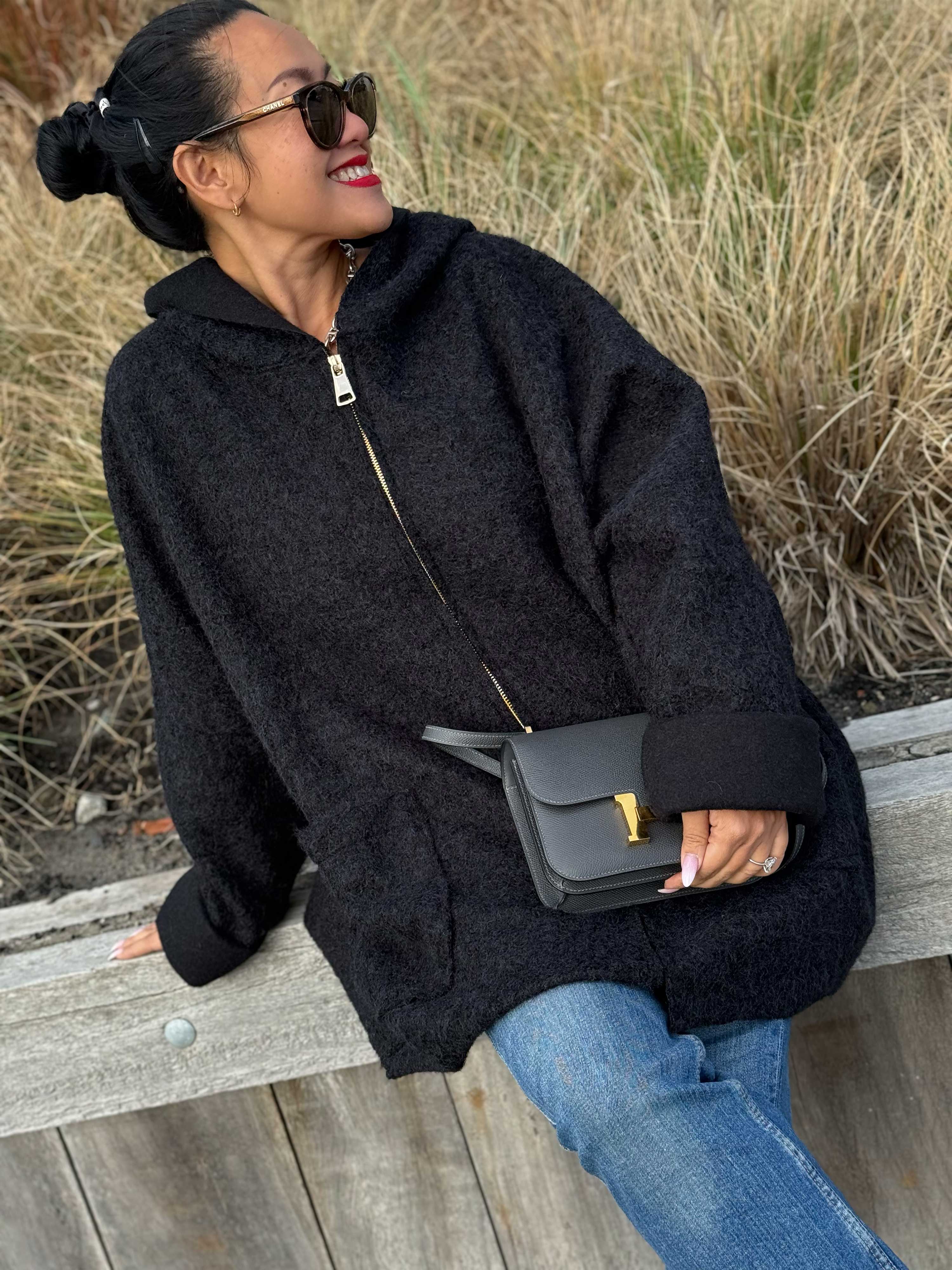 Oversize Zipper Jacke - HENRY - Schwarz