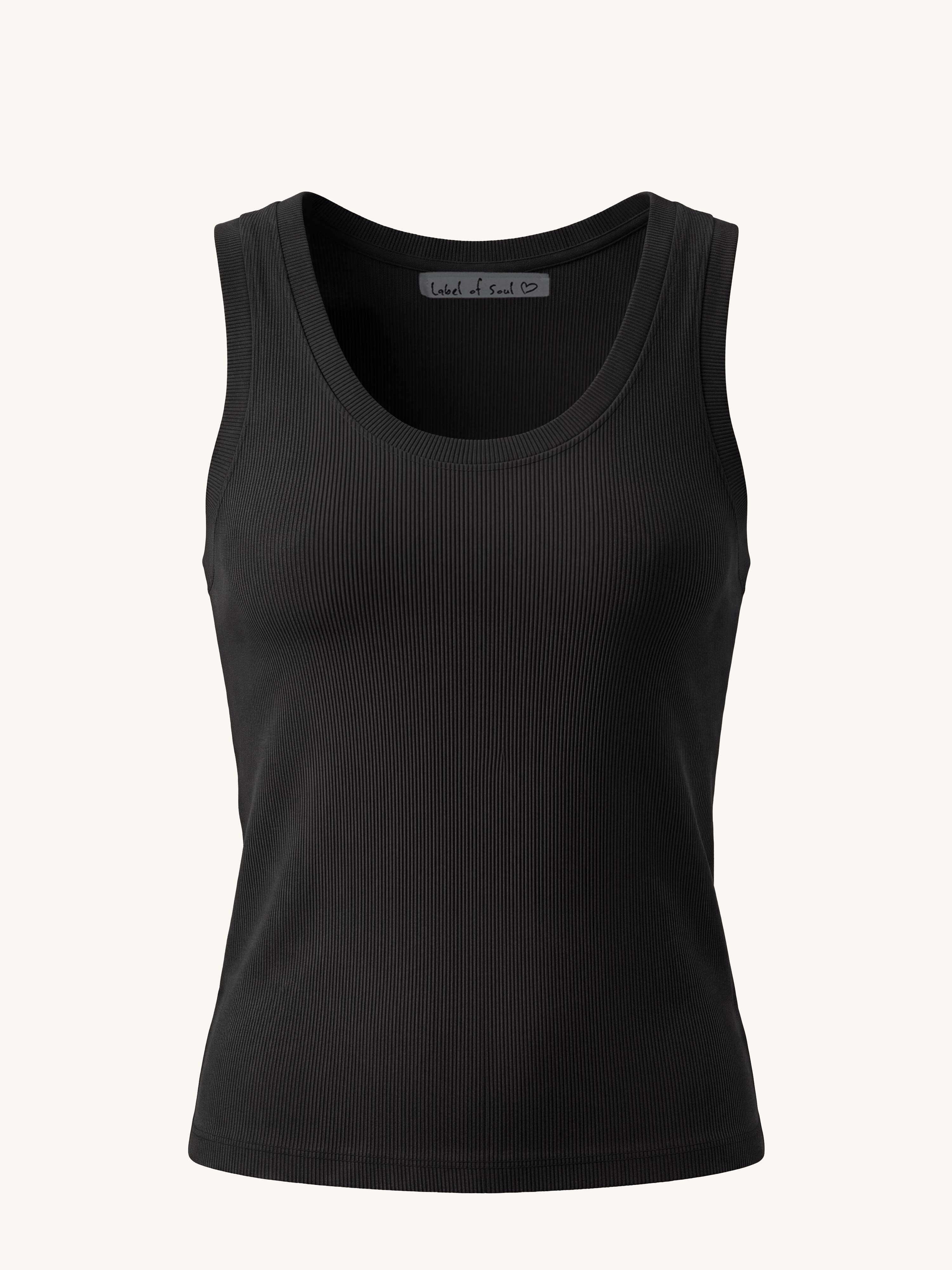 Basic Top mit weitem Ausschnitt - CURVY - Schwarz