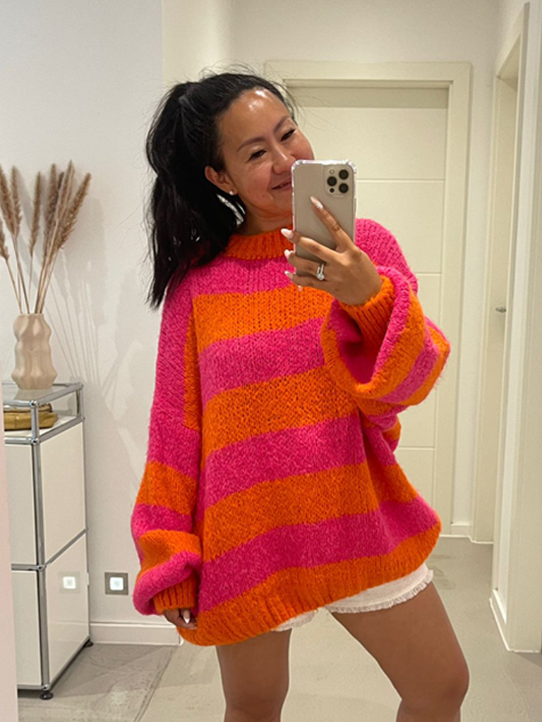 strickpullover pink orange
