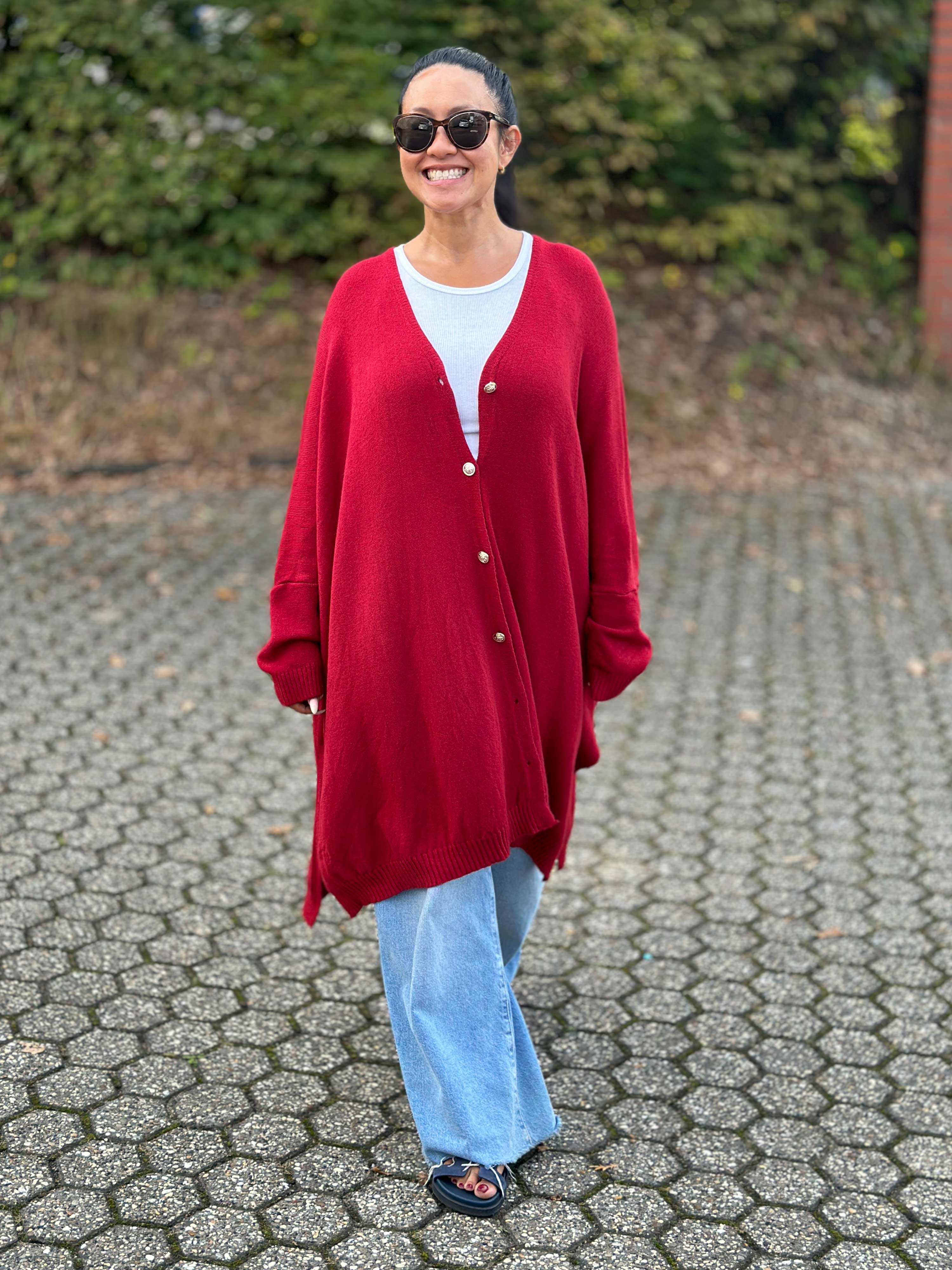 Oversize Viskose Cardigan TALL - Bordeaux Oversize Viskose Cardigan TALL - Bordeaux