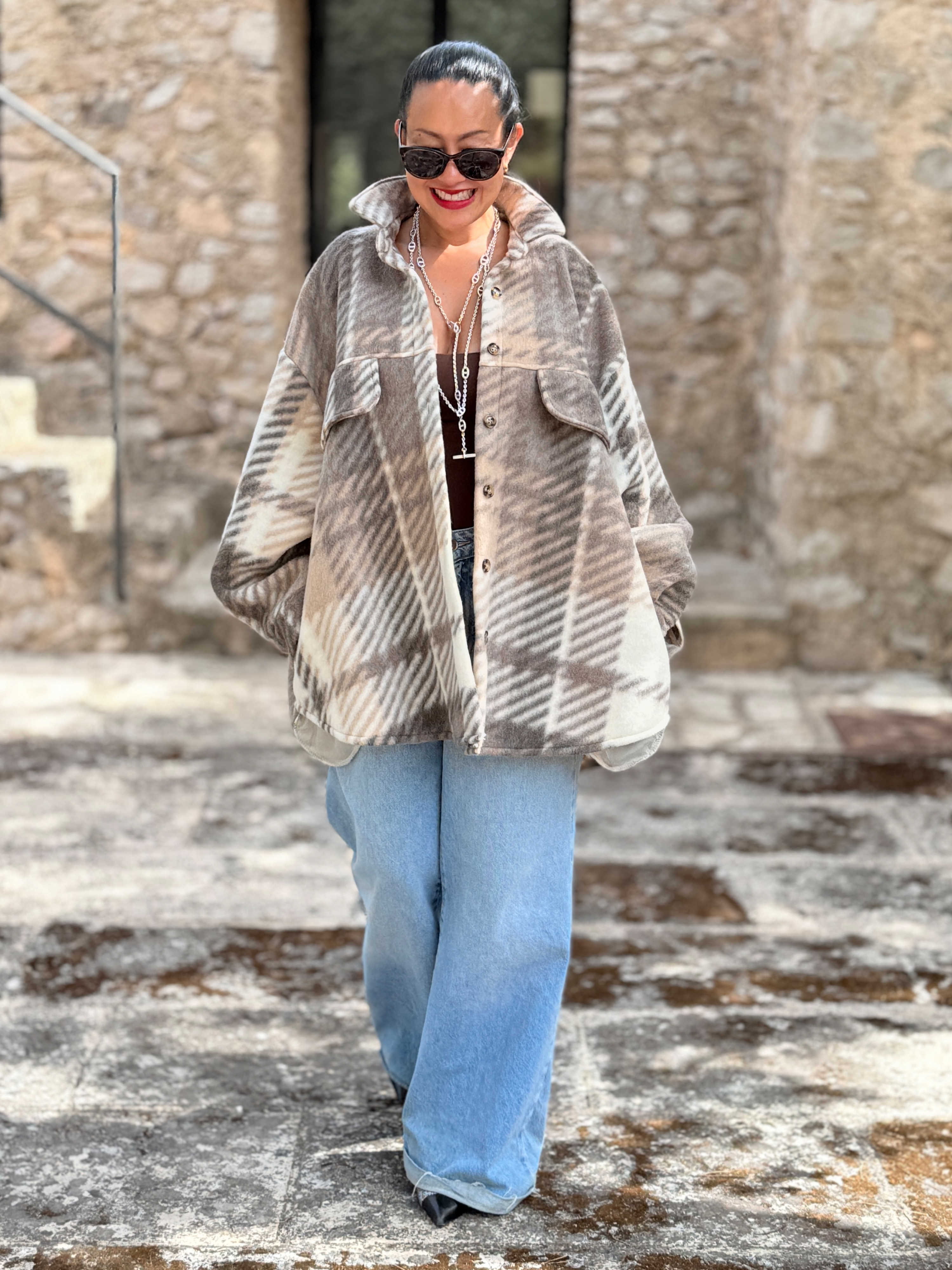 Overshirt Shacket Fleece Jacke - Oatmeal