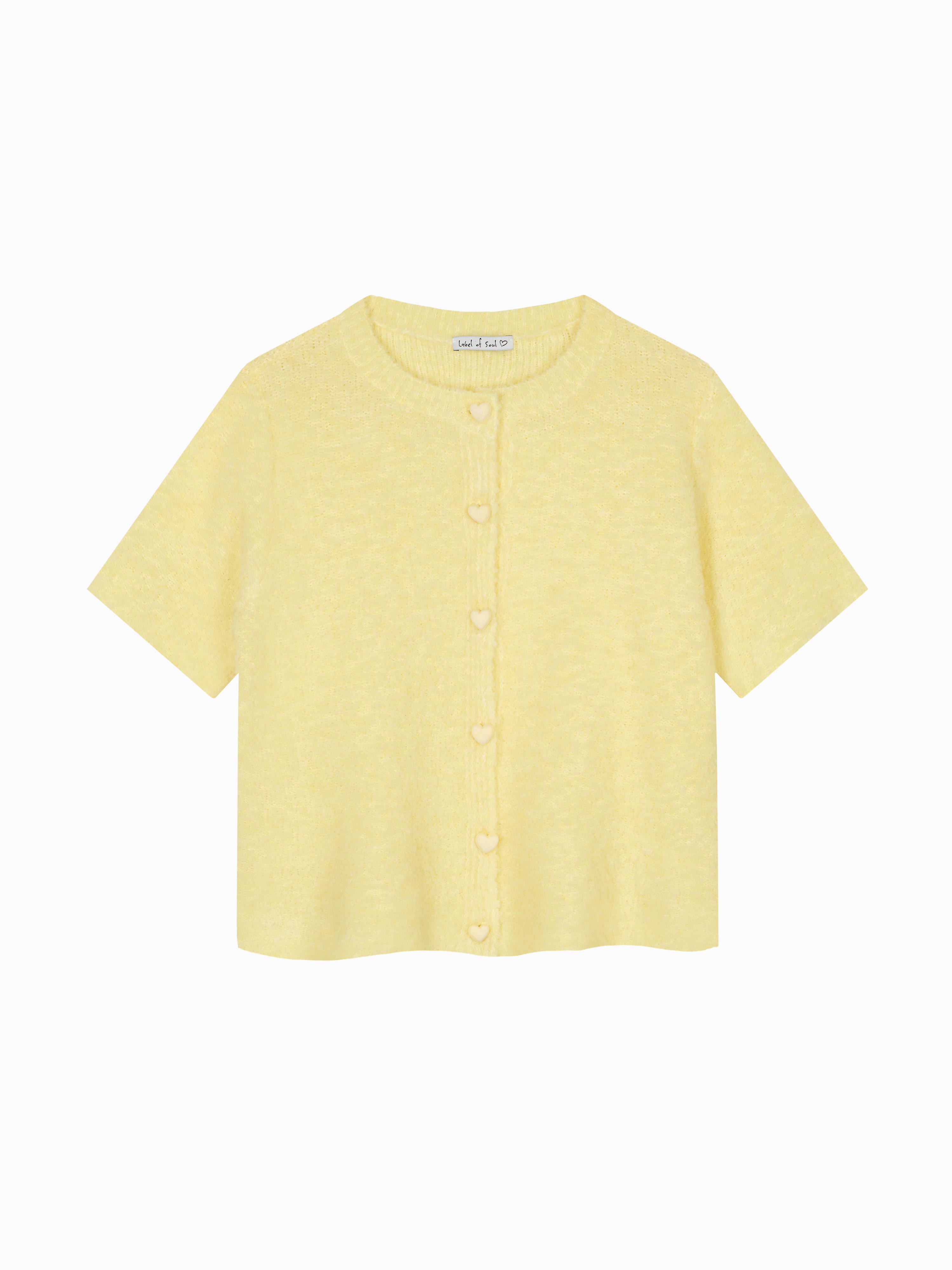 Viskose Kurzarm Cardigan - AMORE - Gelb Viskose Kurzarm Cardigan - AMORE - Gelb