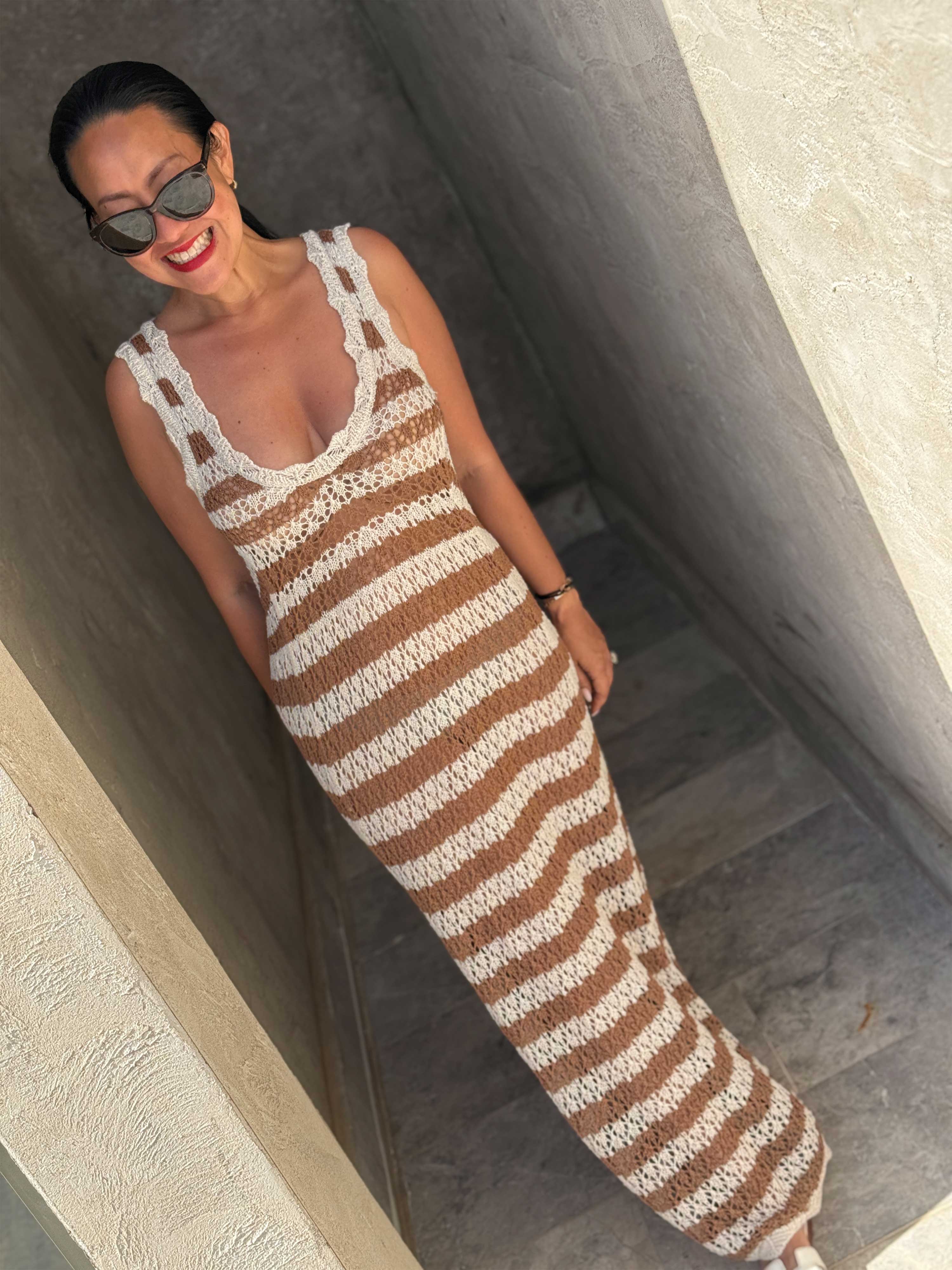 Häkel Beach Strickkleid - Caramel Häkel Beach Strickkleid - Caramel