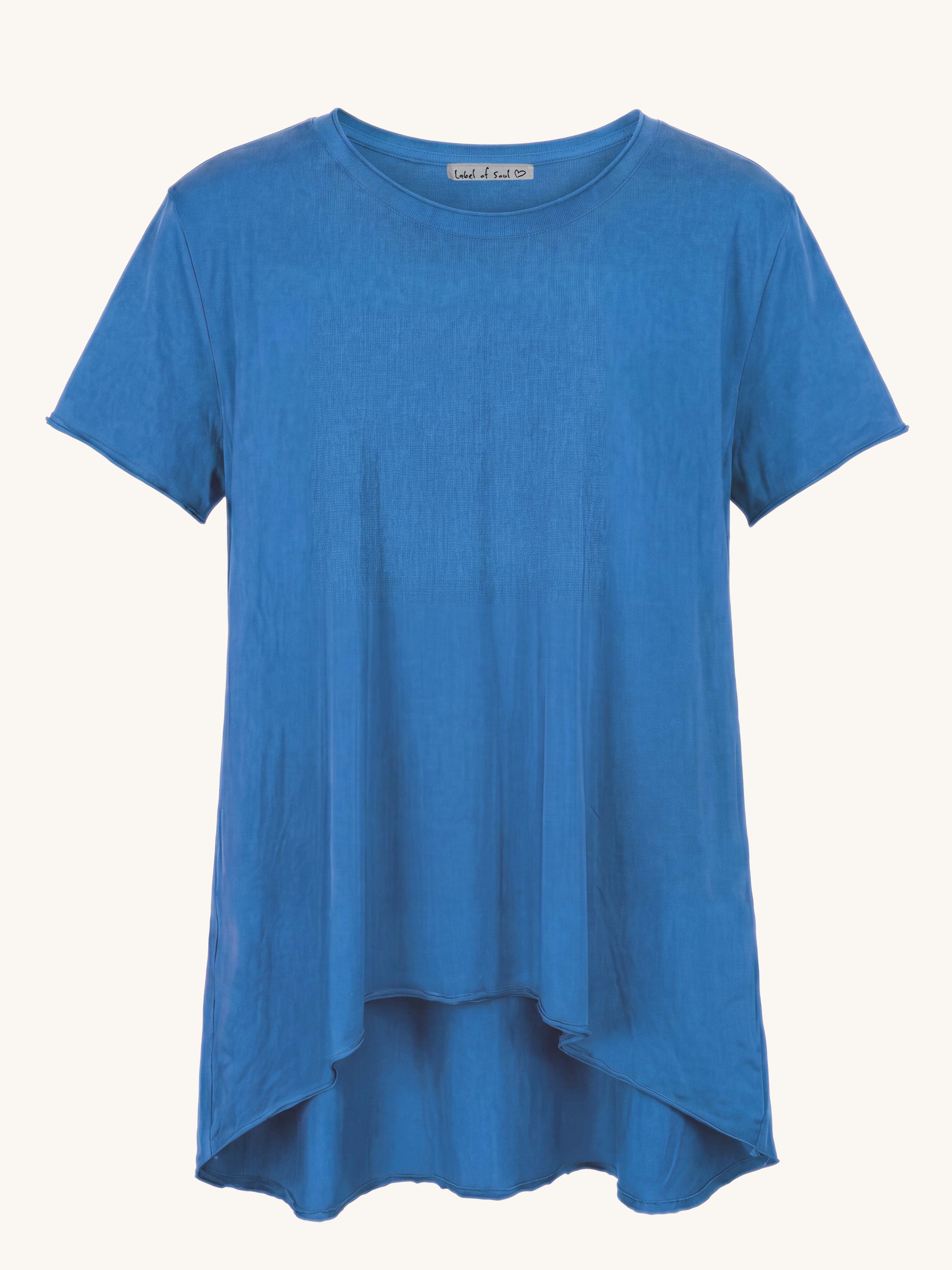 Basic Vokuhila Kurzarmshirt - Royalblau
