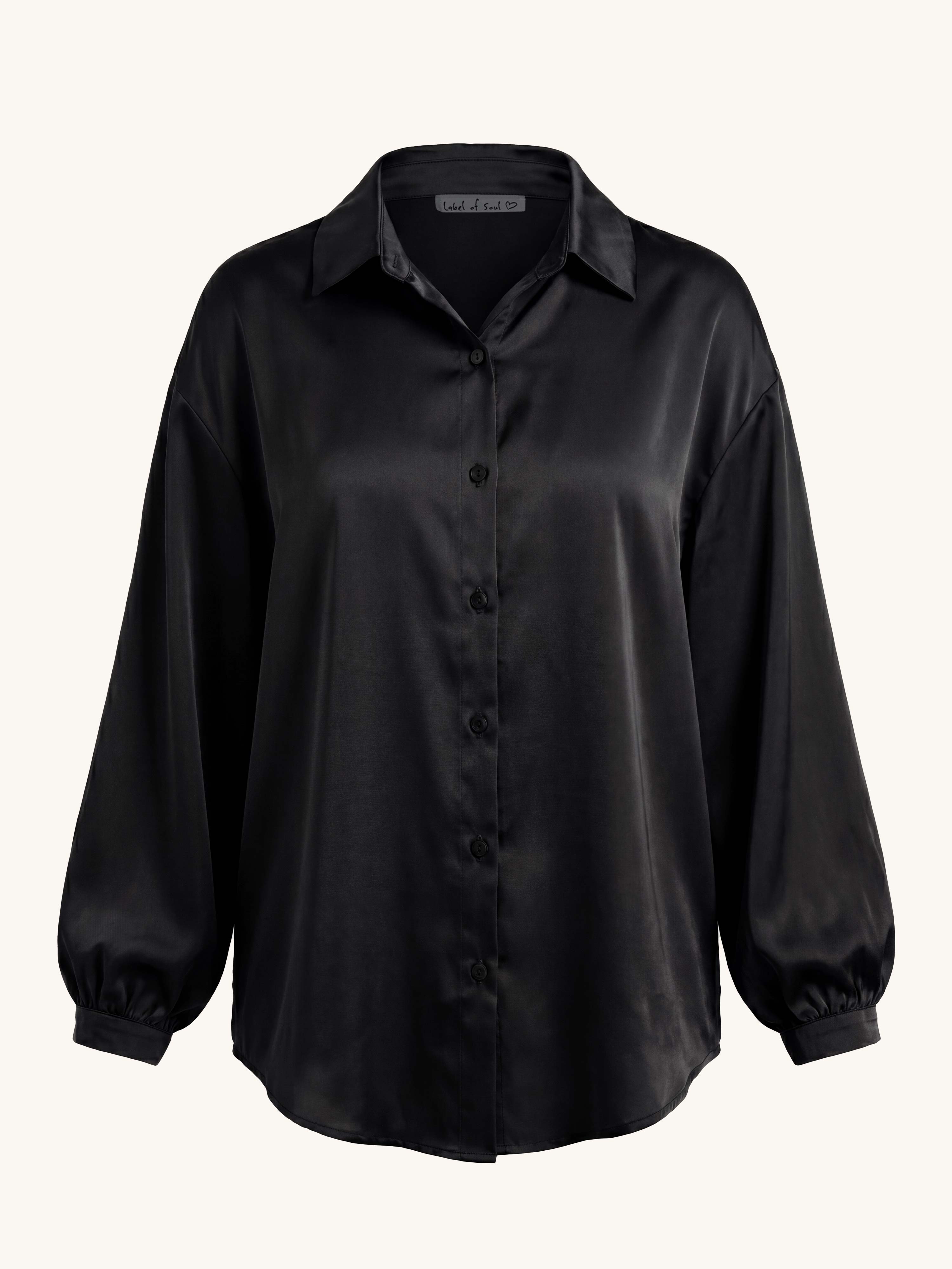 Viskose Midi Oversize Bluse - ELEGANCE - Schwarz