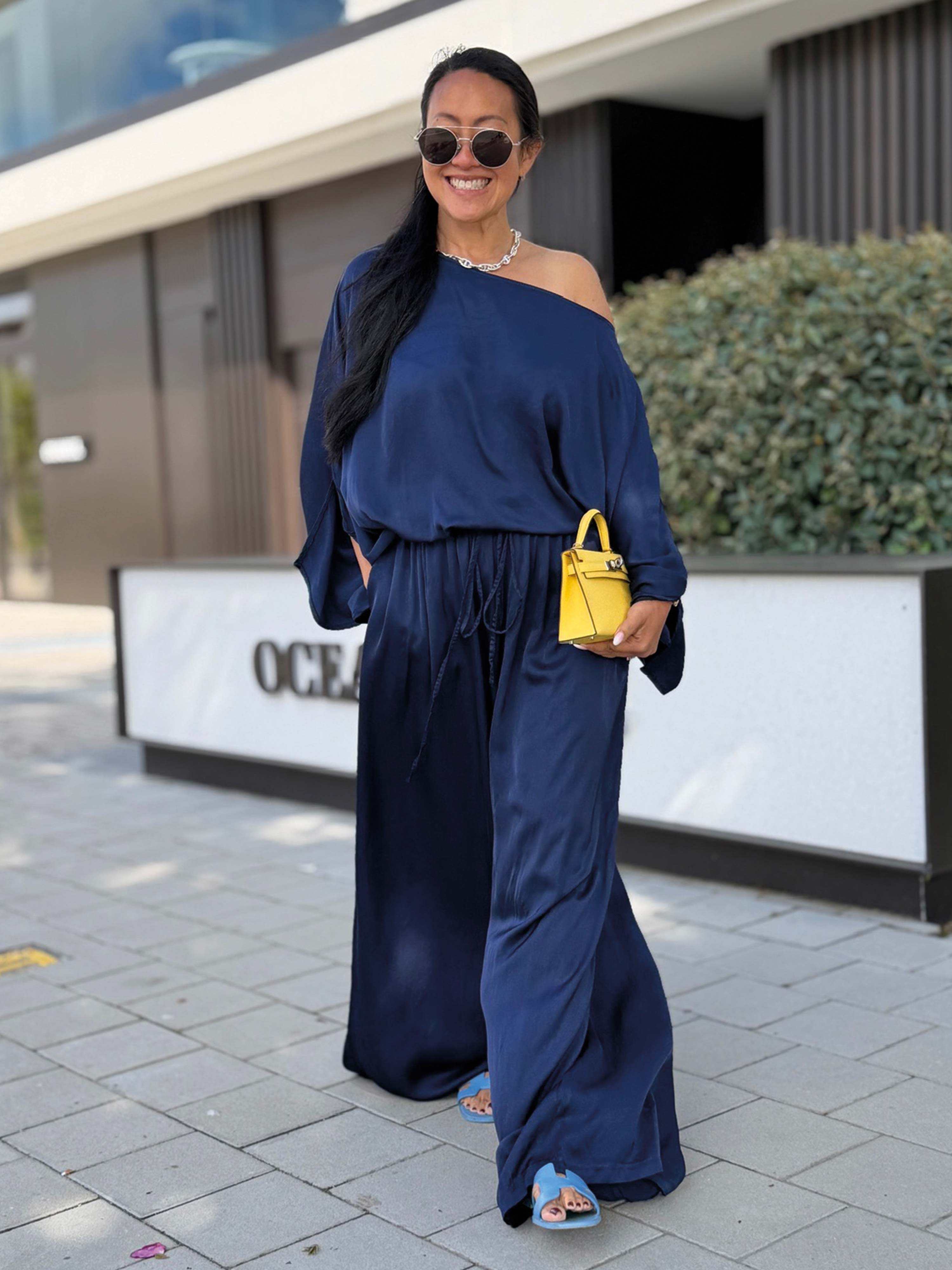 Viskose Palazzo Hose - ELEGANCE - Navy