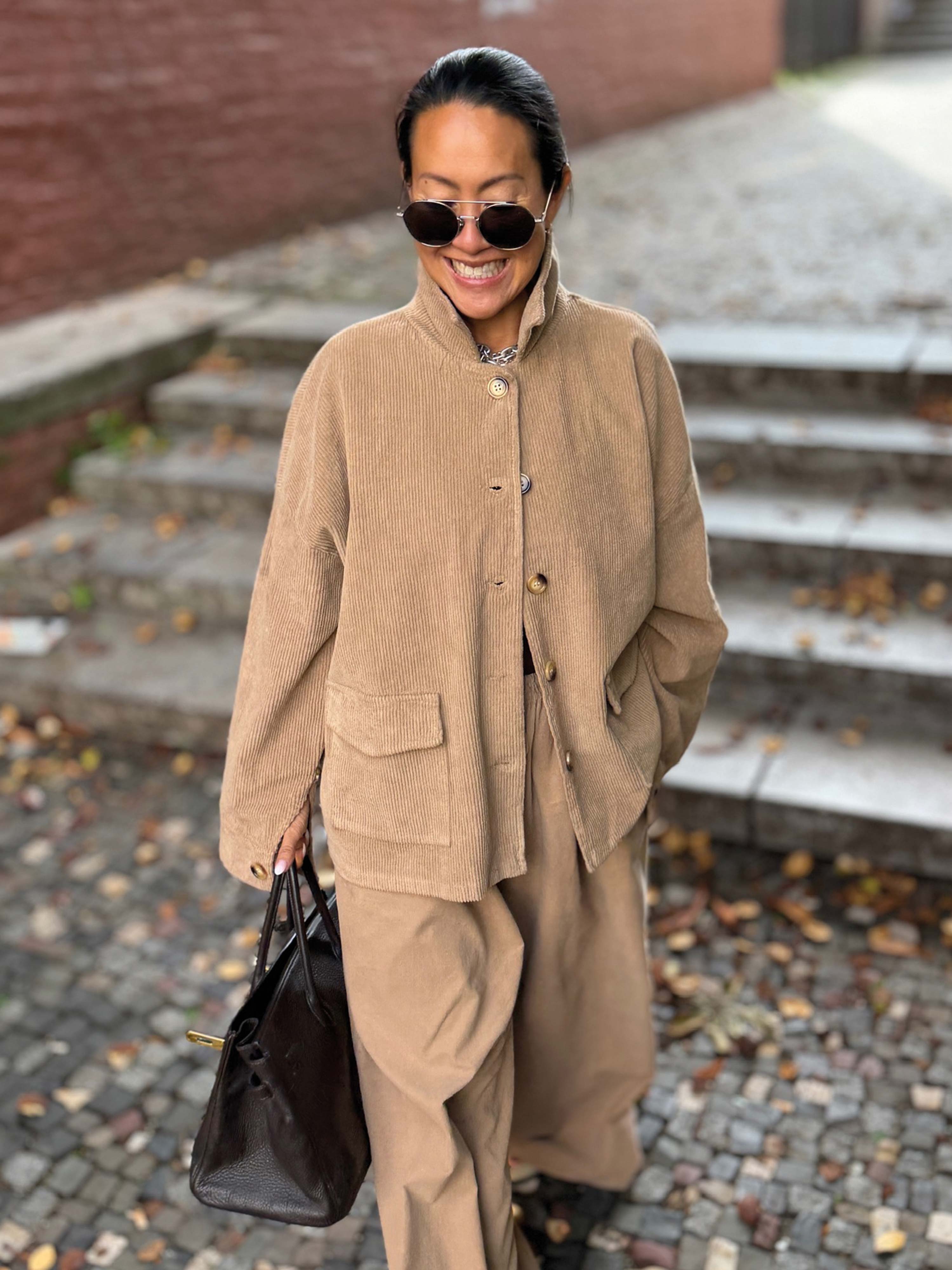 Feincord Palazzo Hose - REGULAR - Camel
