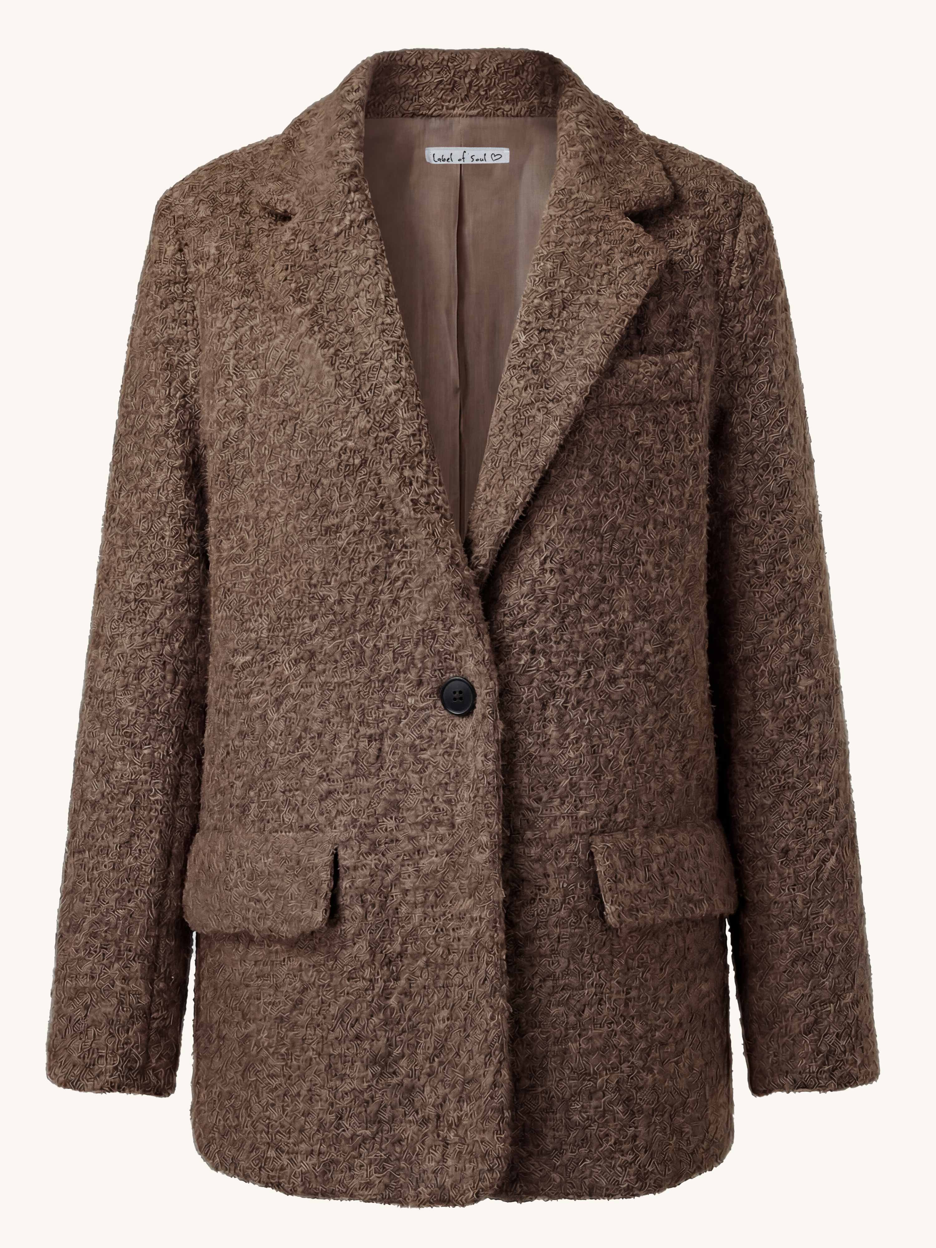 Oversize Bouclé Blazer HENRY - Schoko