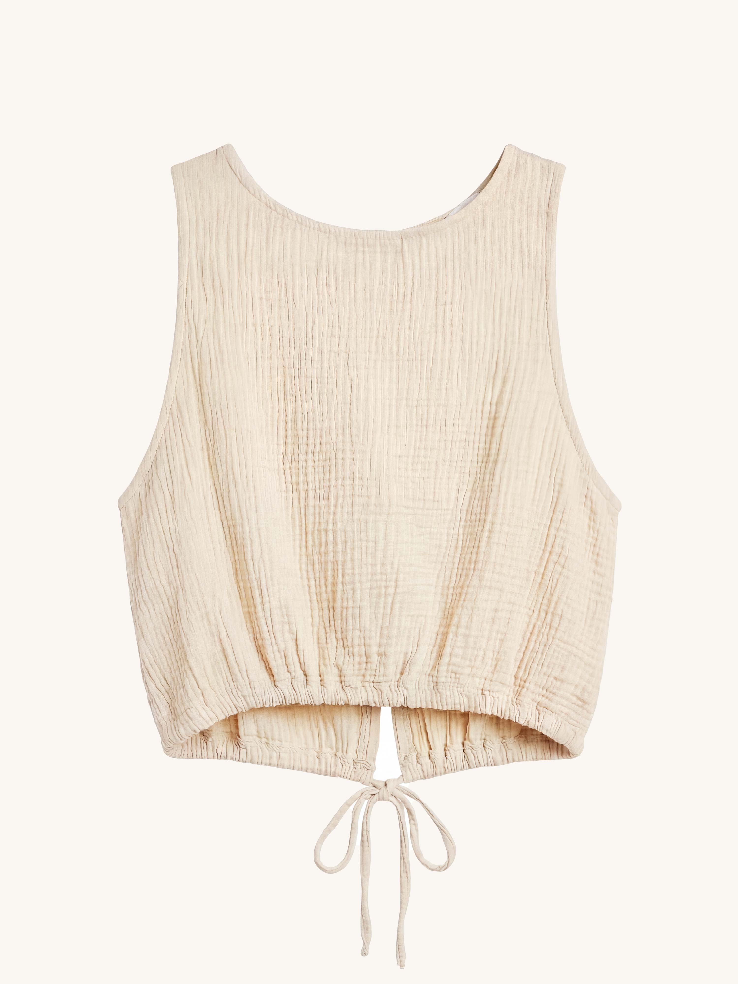 Musselin Cropped Top - Vanille