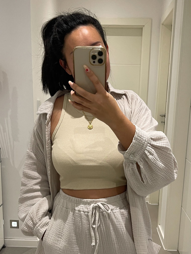 Cropped Racertop - Beige