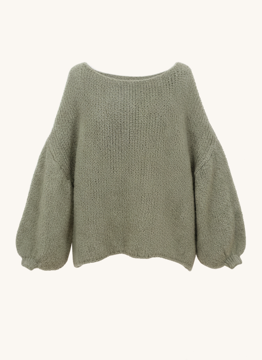 Oversize Cropped Strickpullover - FLAUSCHI - Matcha