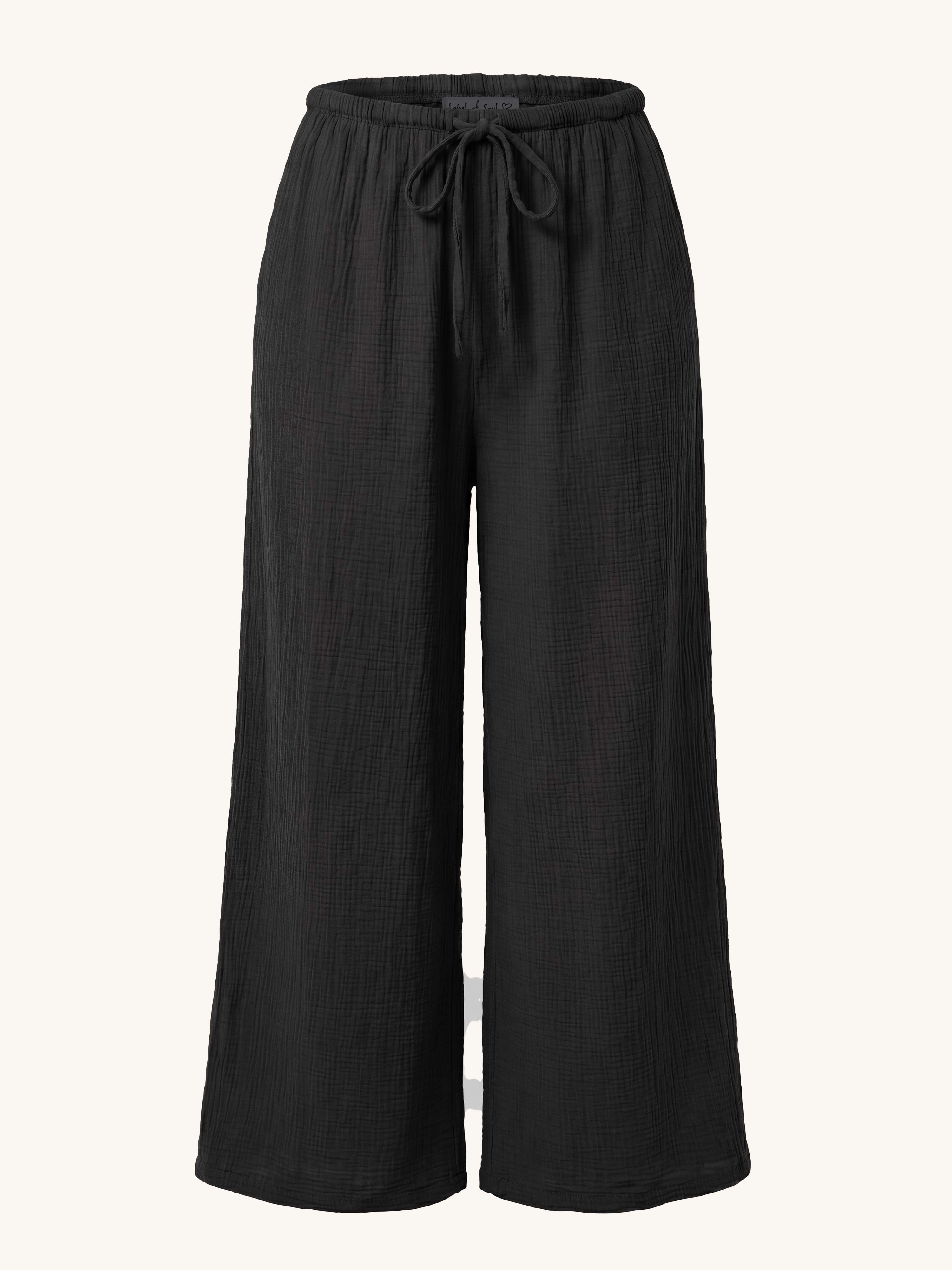 Musselin Palazzo Oversize Hose - NAMASTE - Schwarz