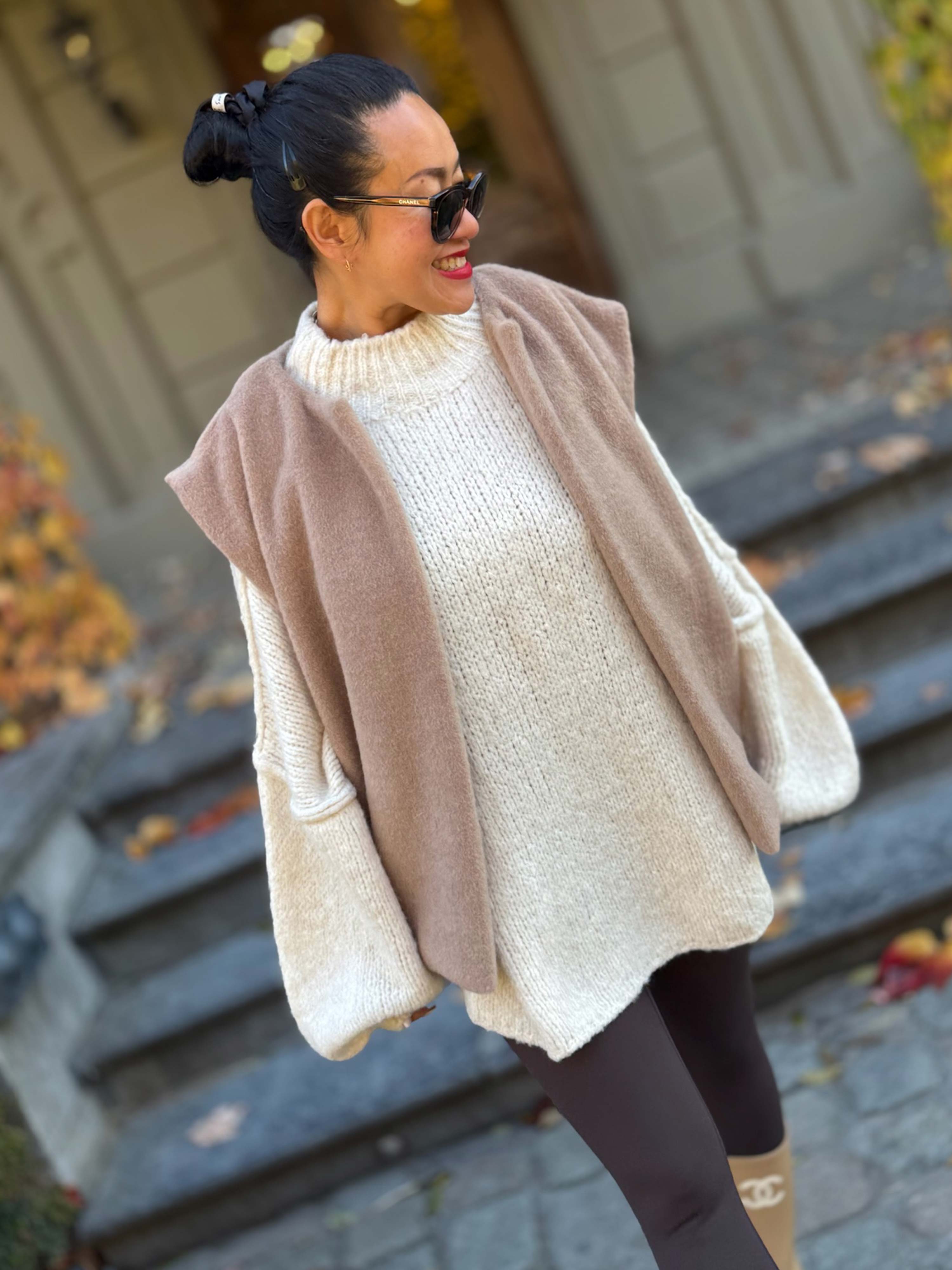 Kurzarm Weste mit Taschen - SIGNATURE - Chestnut