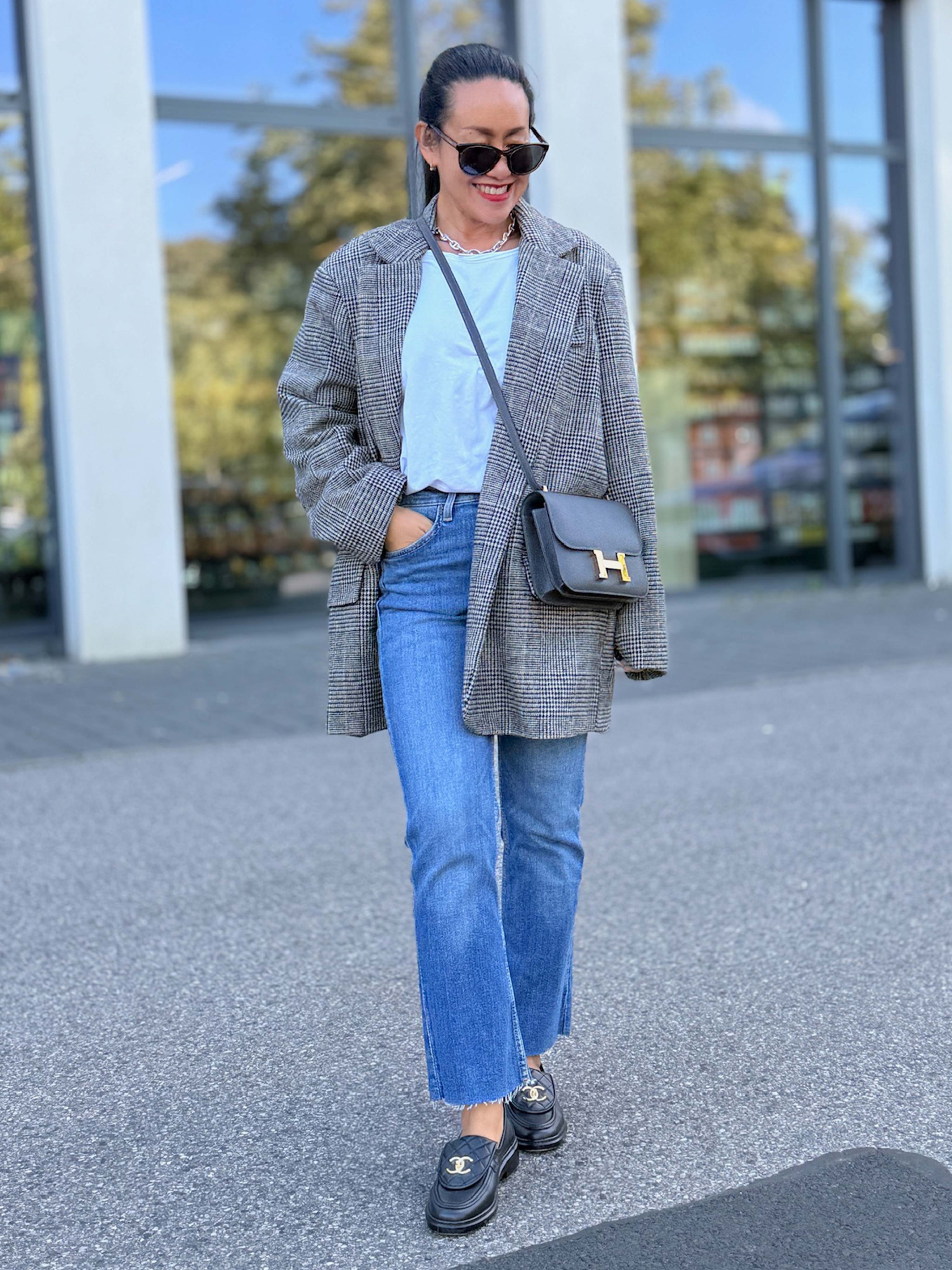 Oversize Blazer Jacke - KARO - Schwarz