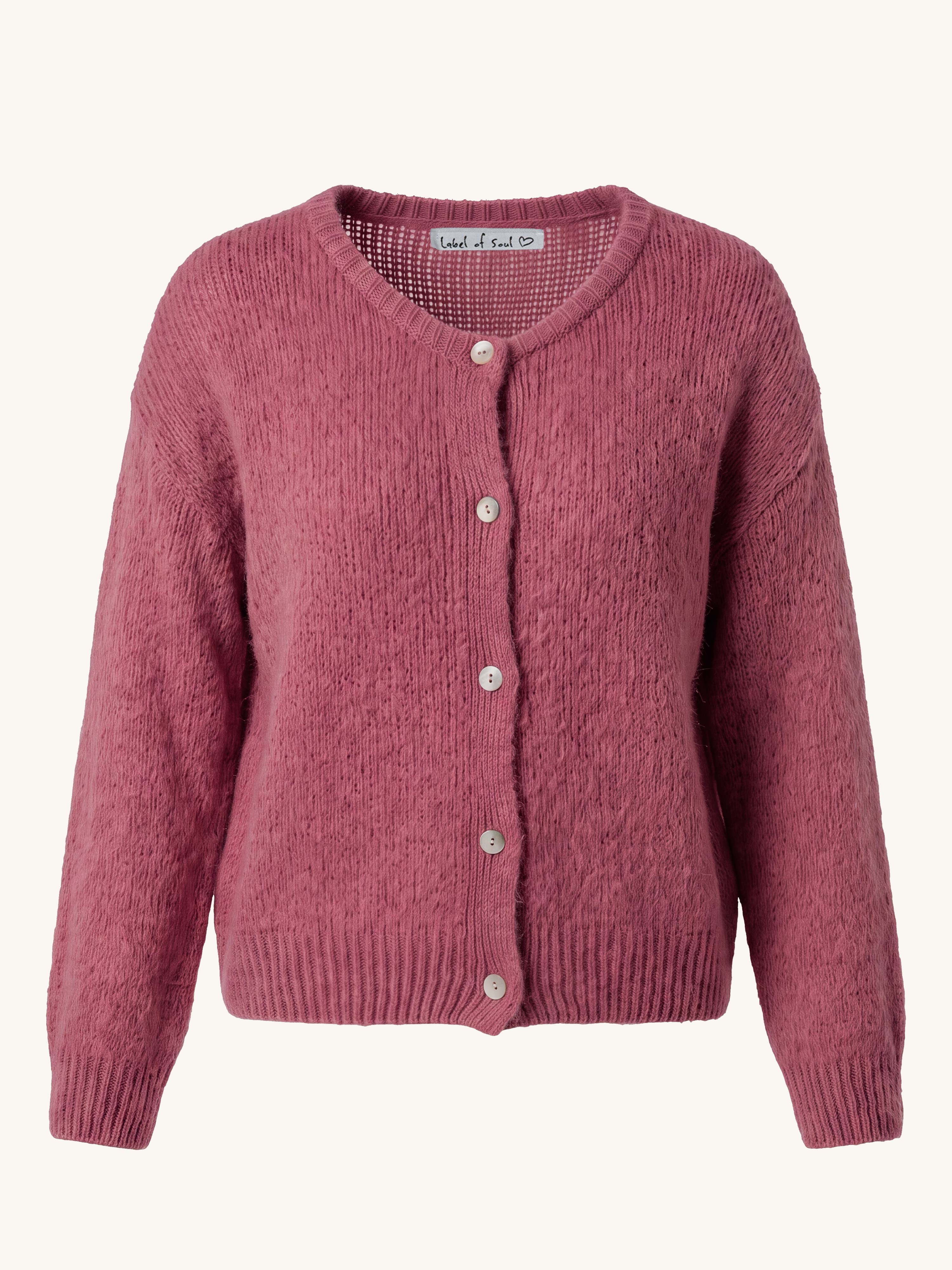Strickjacke mit Baby-Alpakawollanteil - Beere