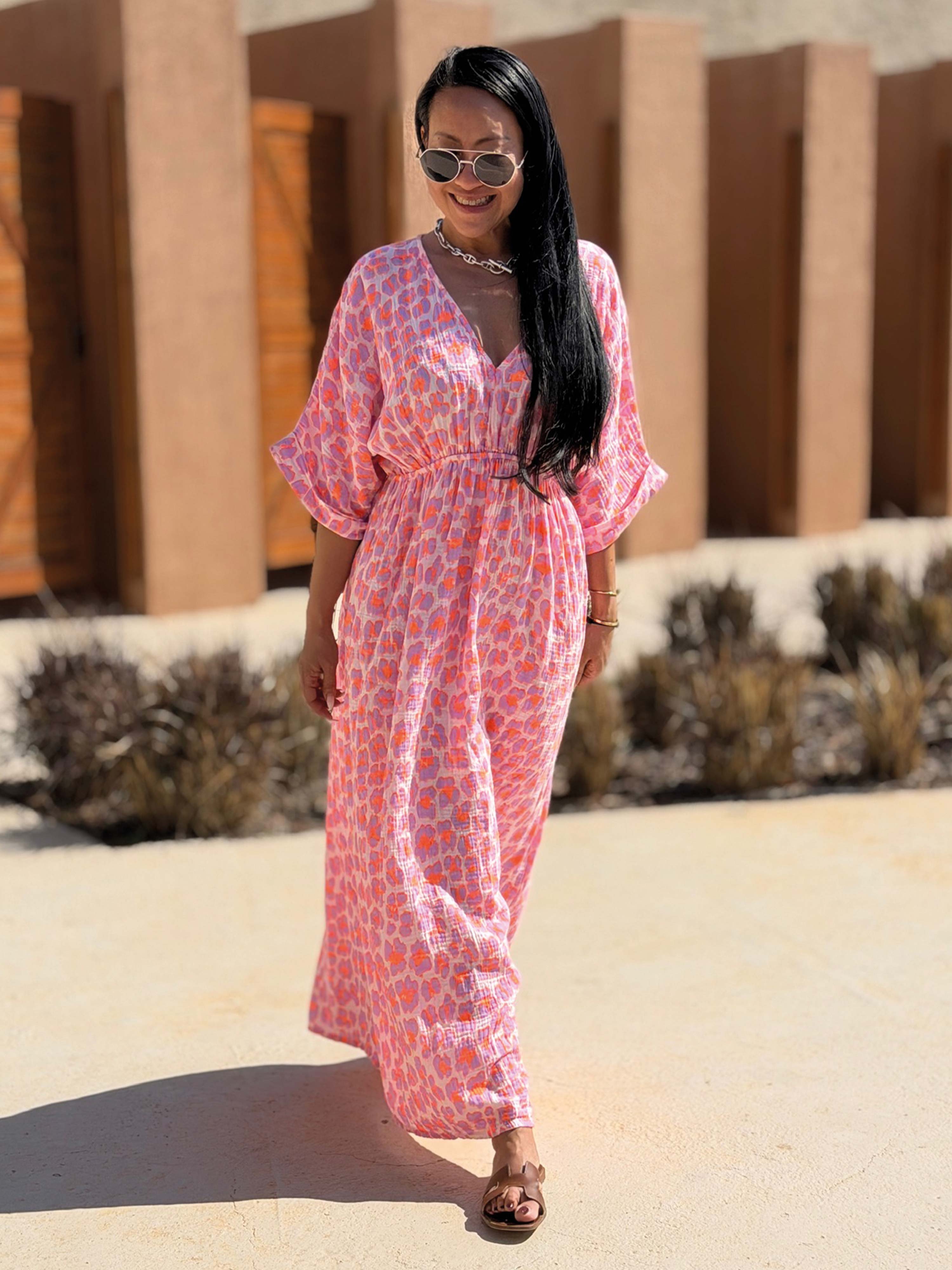 Musselin Kleid mit V-Ausschnitt - ONESIZE - Leo Unicorn