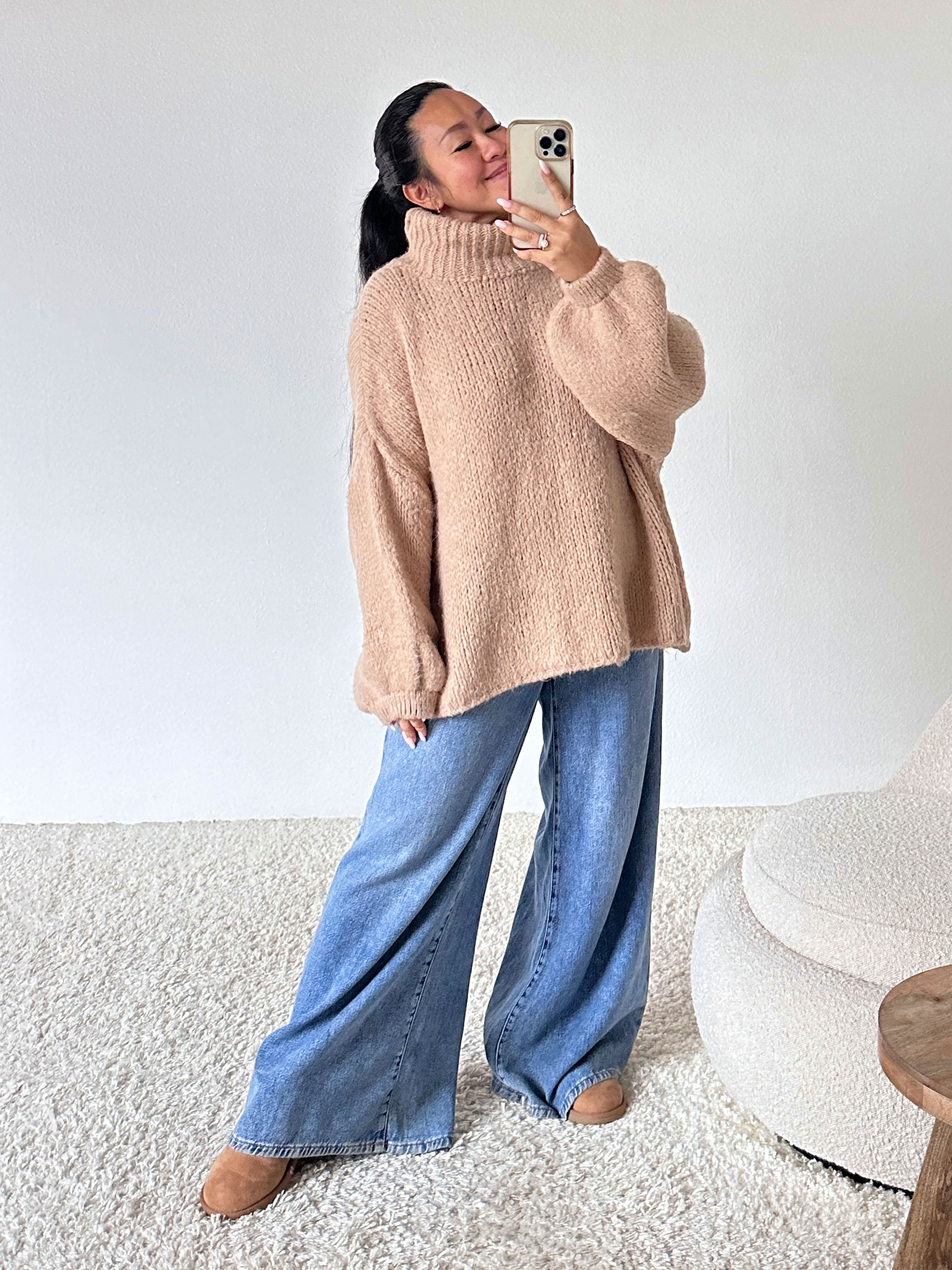 Oversize Pullover mit Rollkragen - FLAUSCHI - Oatmeal Oversize Pullover mit Rollkragen - FLAUSCHI - Oatmeal