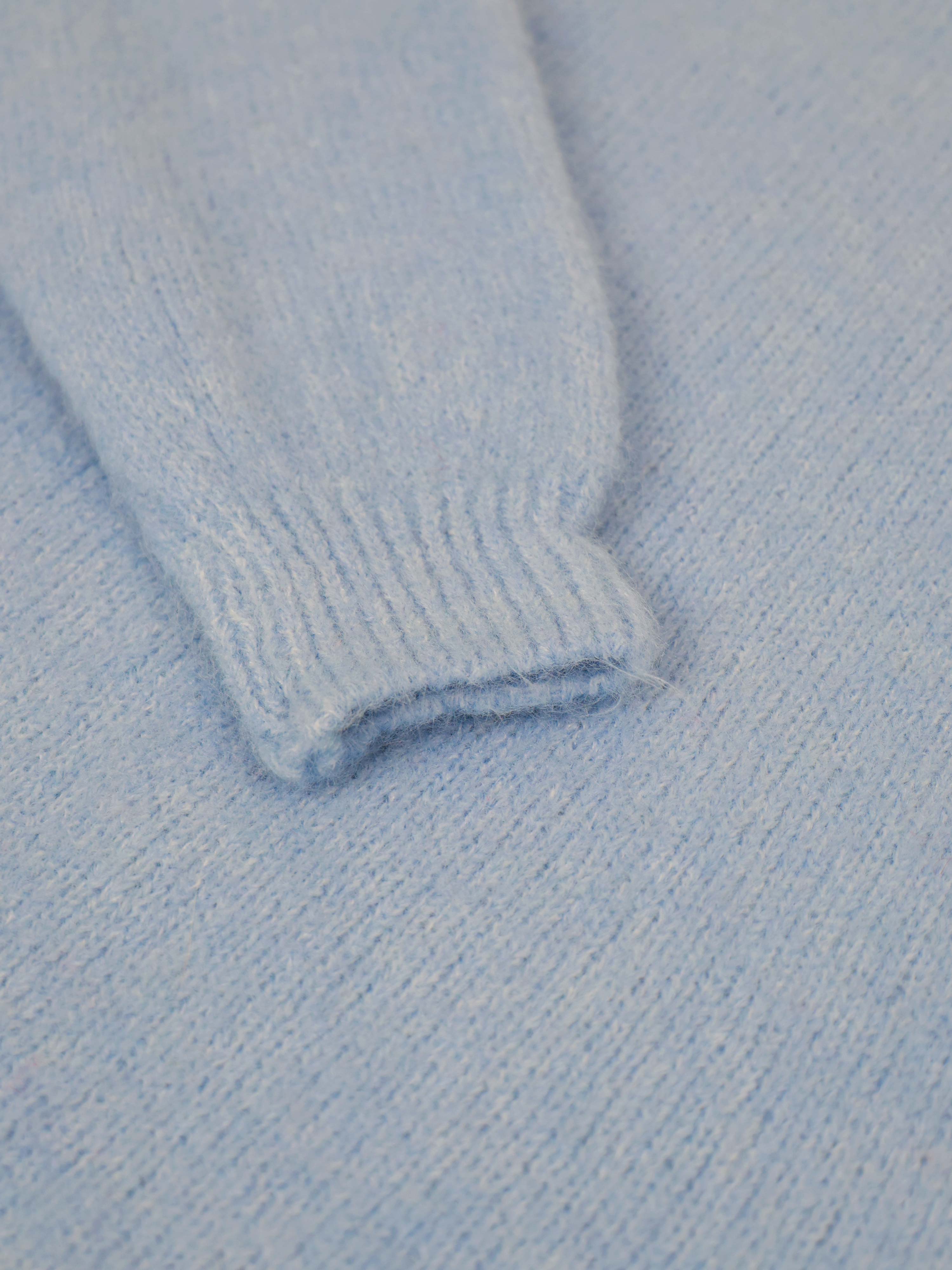 Oversize Rundhals Strickpullover mit Alpakawollanteil - Blau
