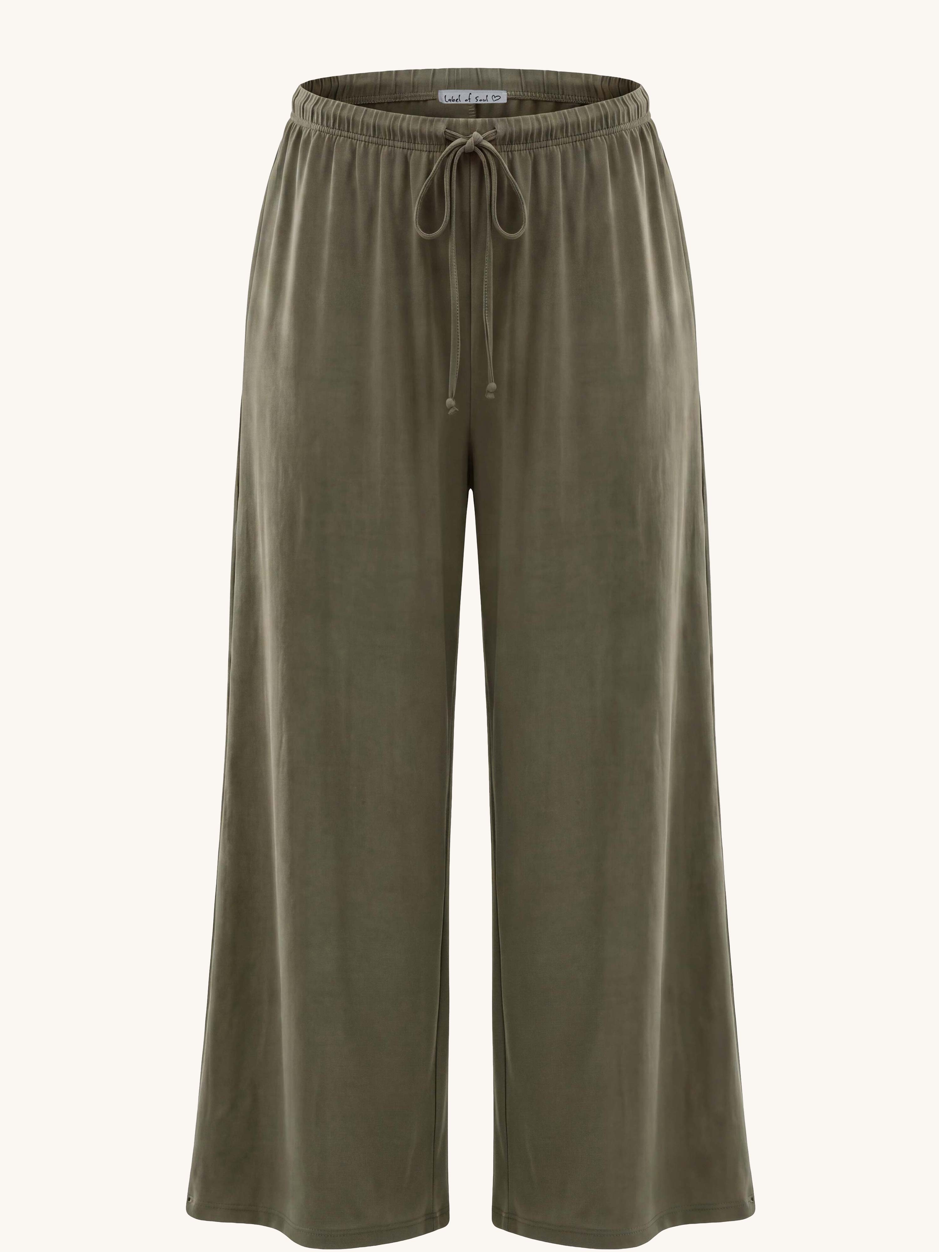 Basic Oversize Loungewear Palazzo Hose - LONG - Olive