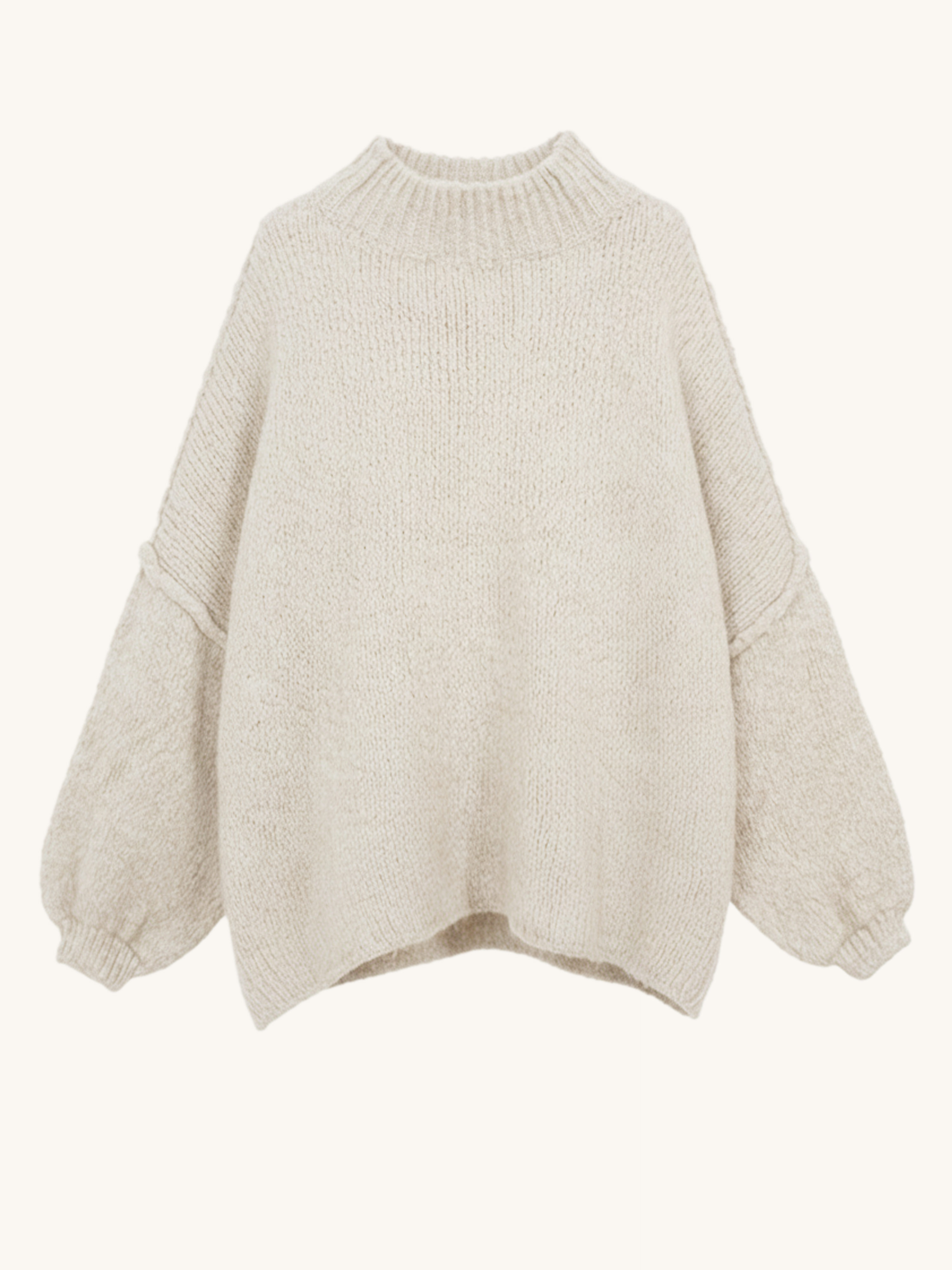 Oversize Strickpullover mit Stehkragen FLAUSCHI - REGULAR - Creme