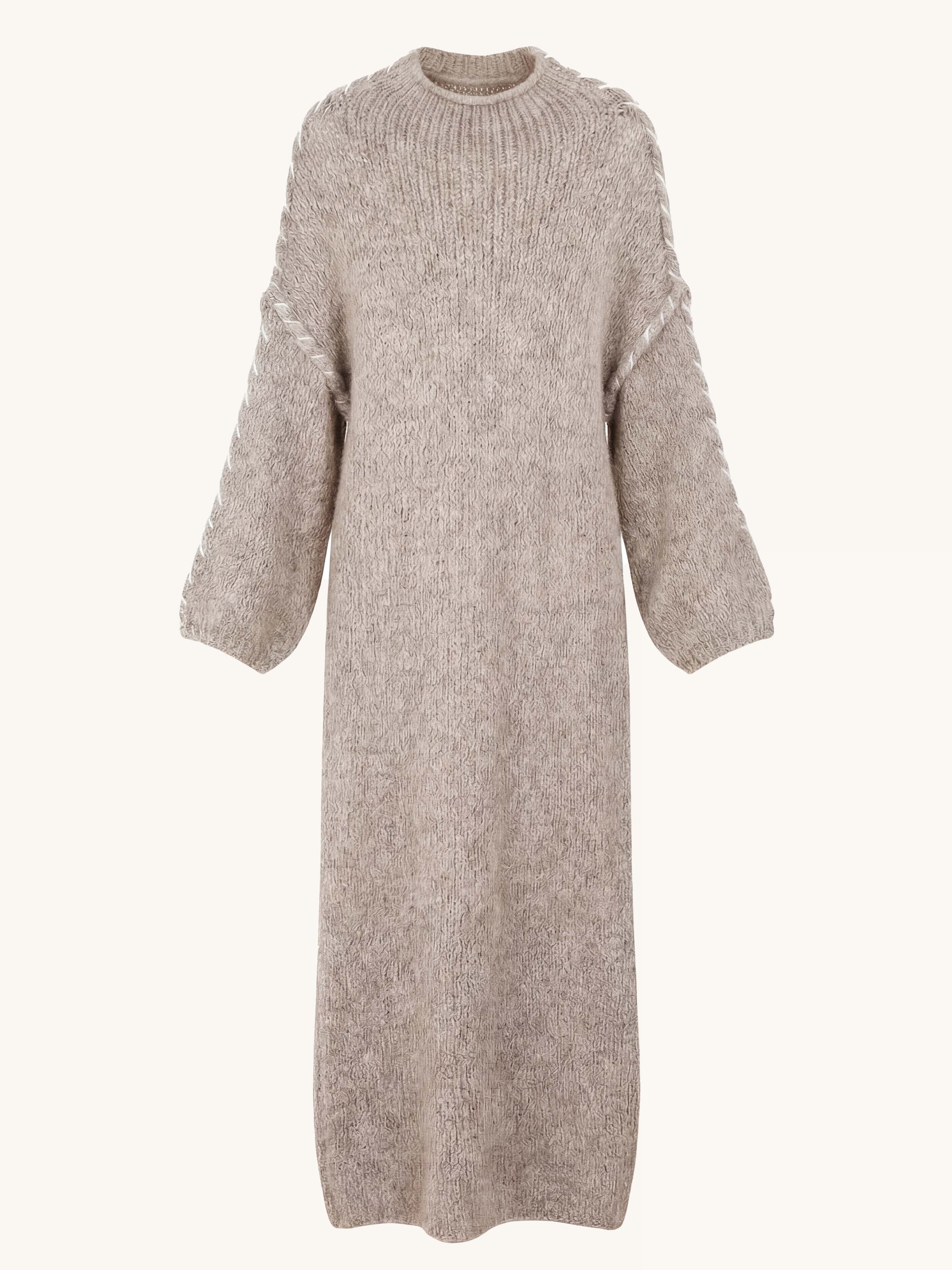 Strickkleid mit Stehkragen FLAUSCHI - TRUE - Beige