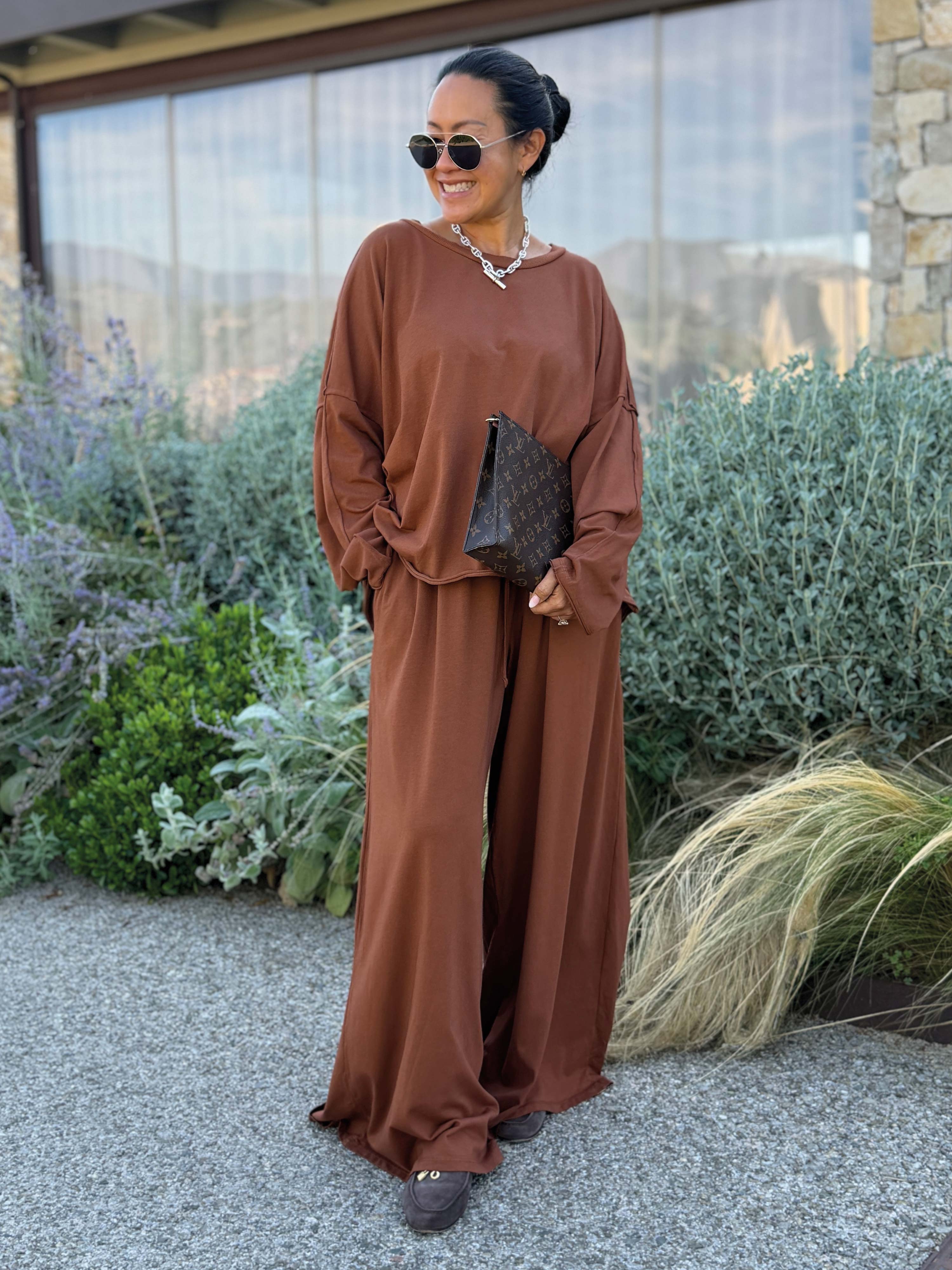 Basic Oversize Loungewear Palazzo Hose - REGULAR - Terracotta