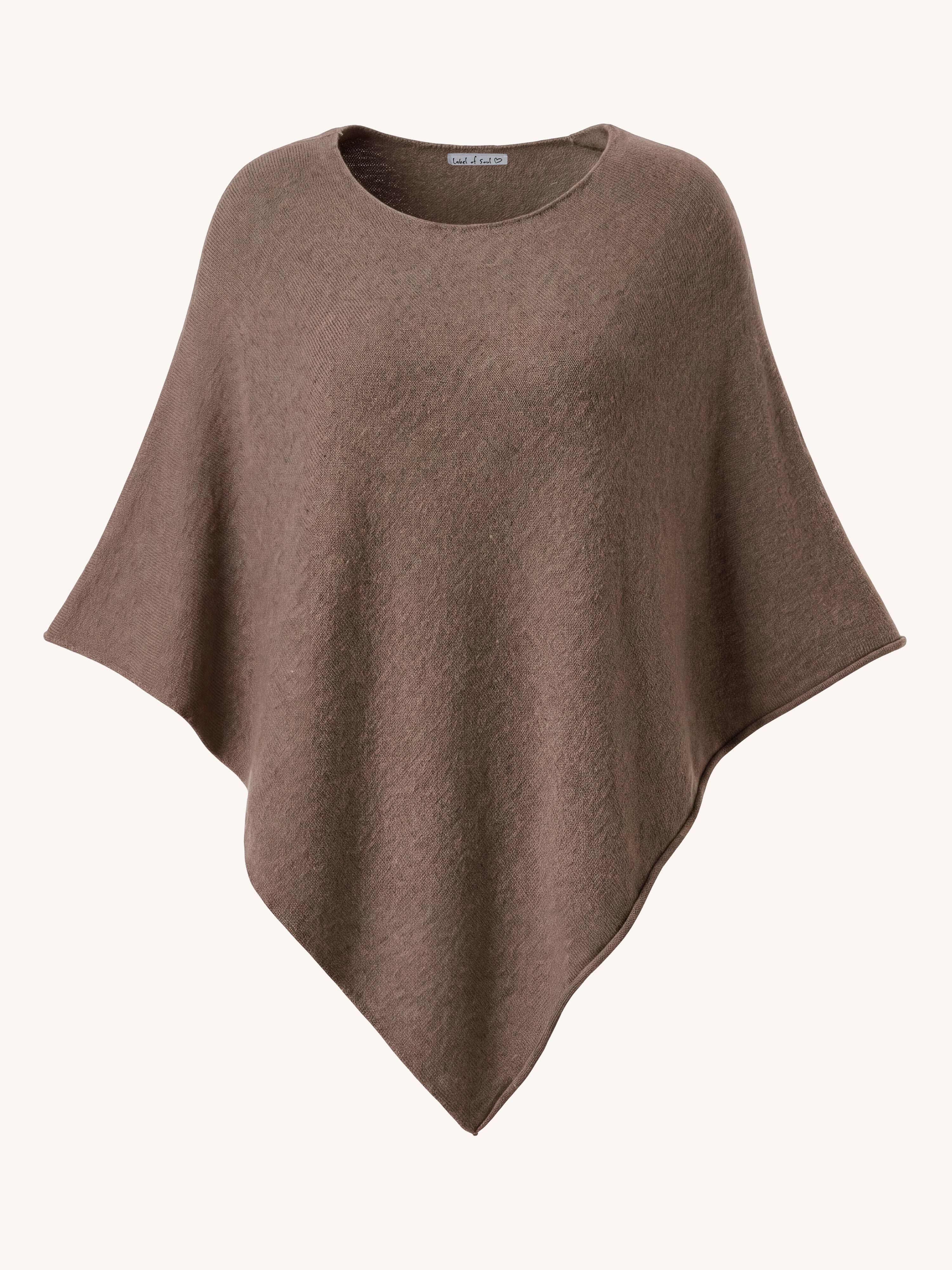 Oversize Viskose Strick Poncho Cape - Fango