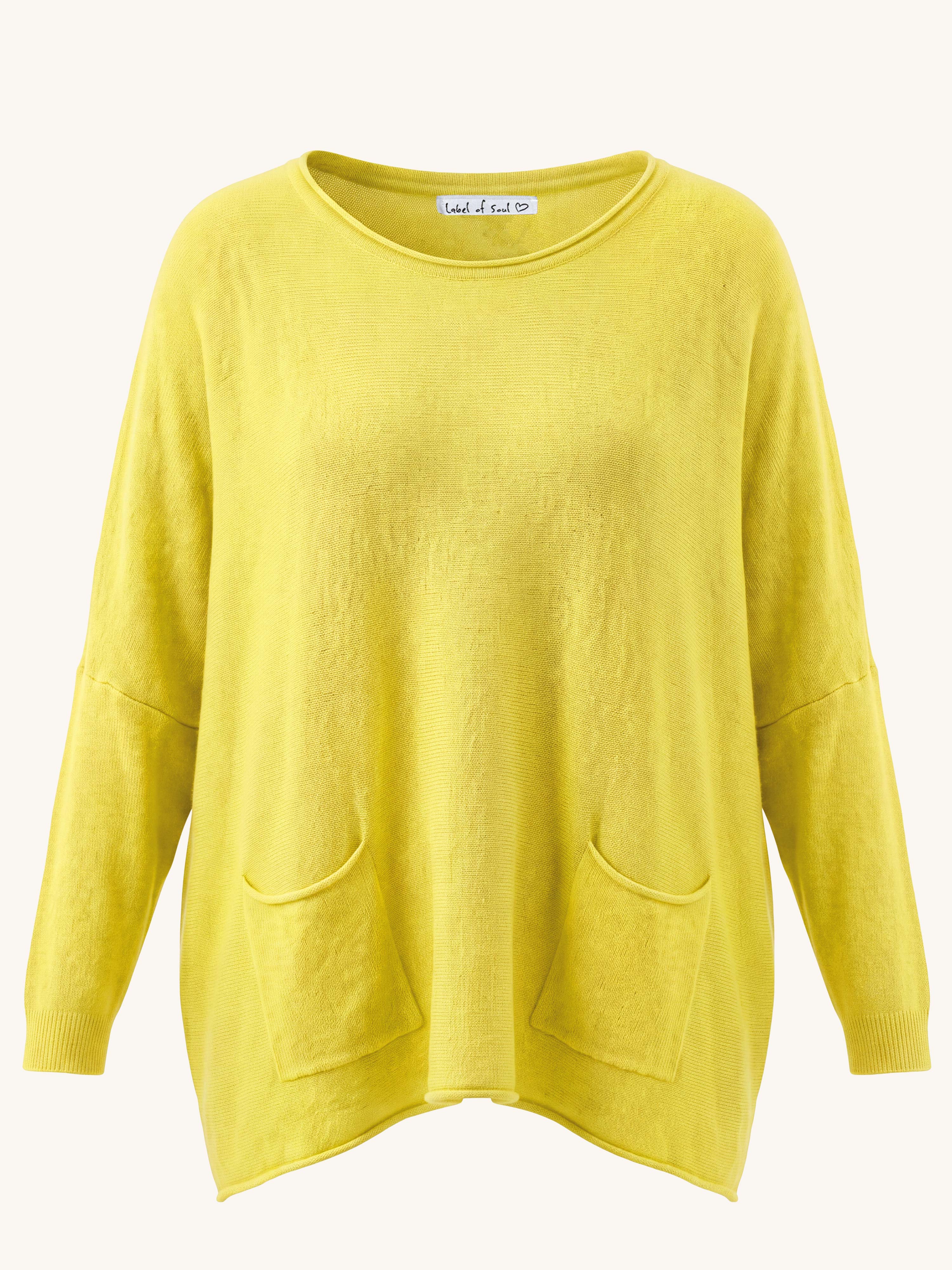 Oversize Viskose Pullover mit Taschen - Gelb