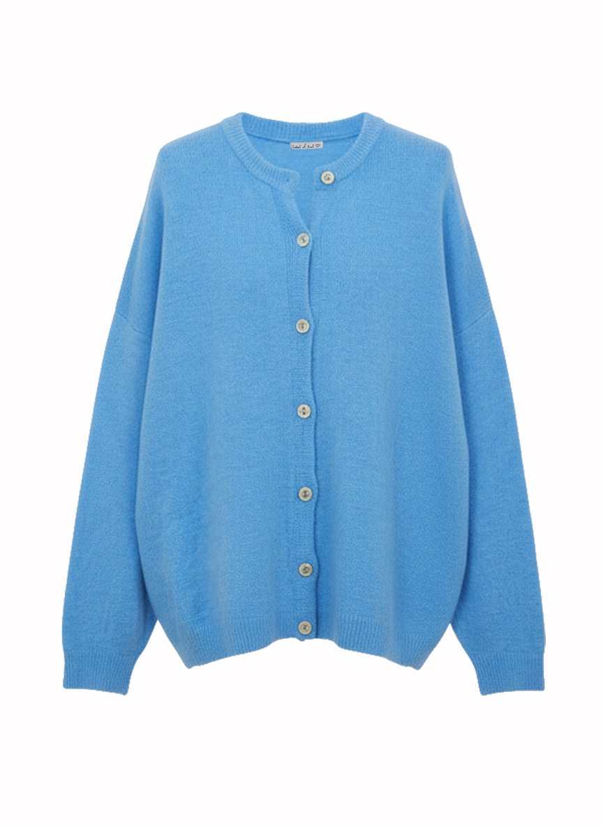 Strickjacke mit Alpakawollanteil - Blau