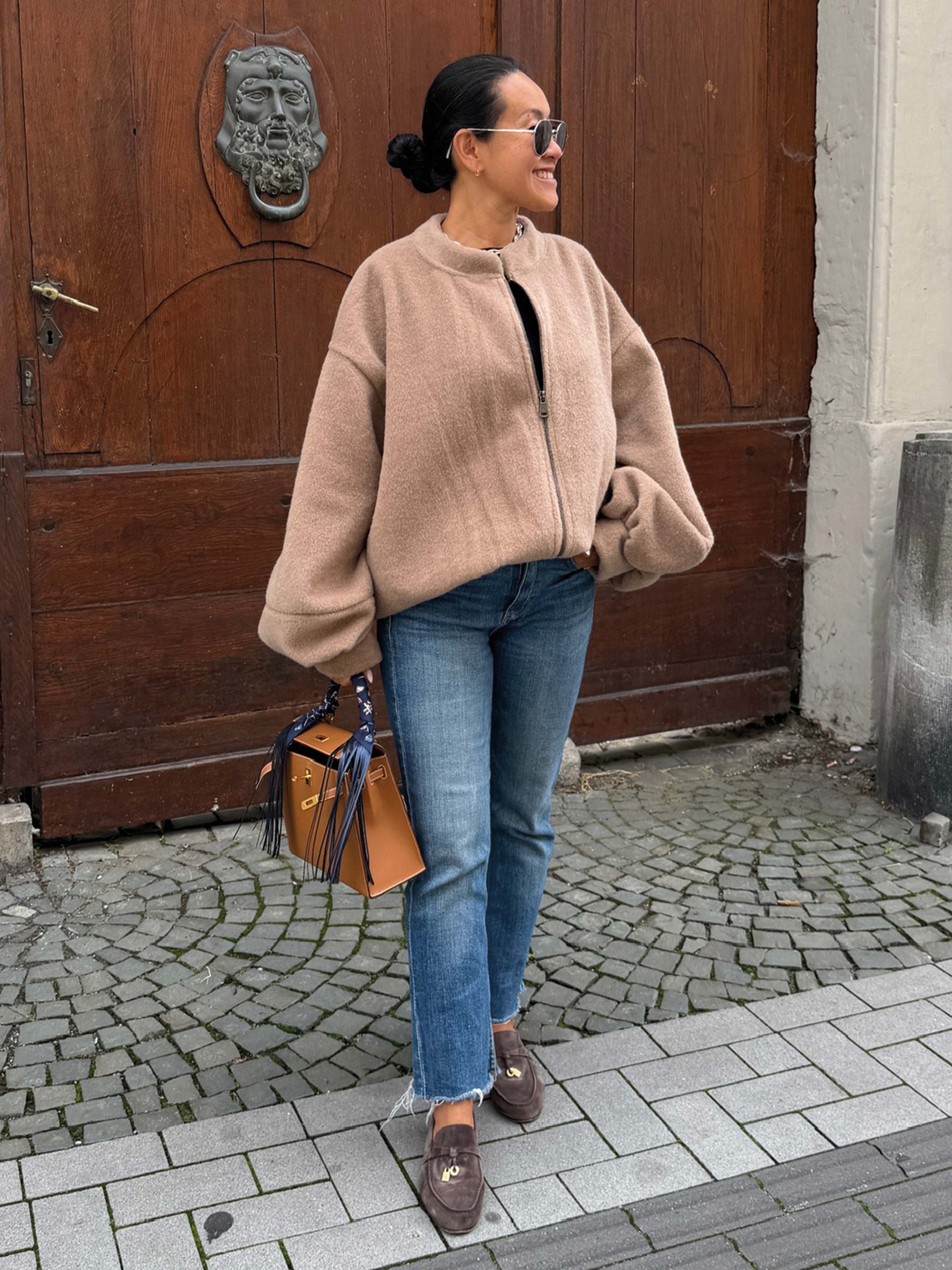 Oversize Jacke mit Taschen - SIGNATURE - Chestnut