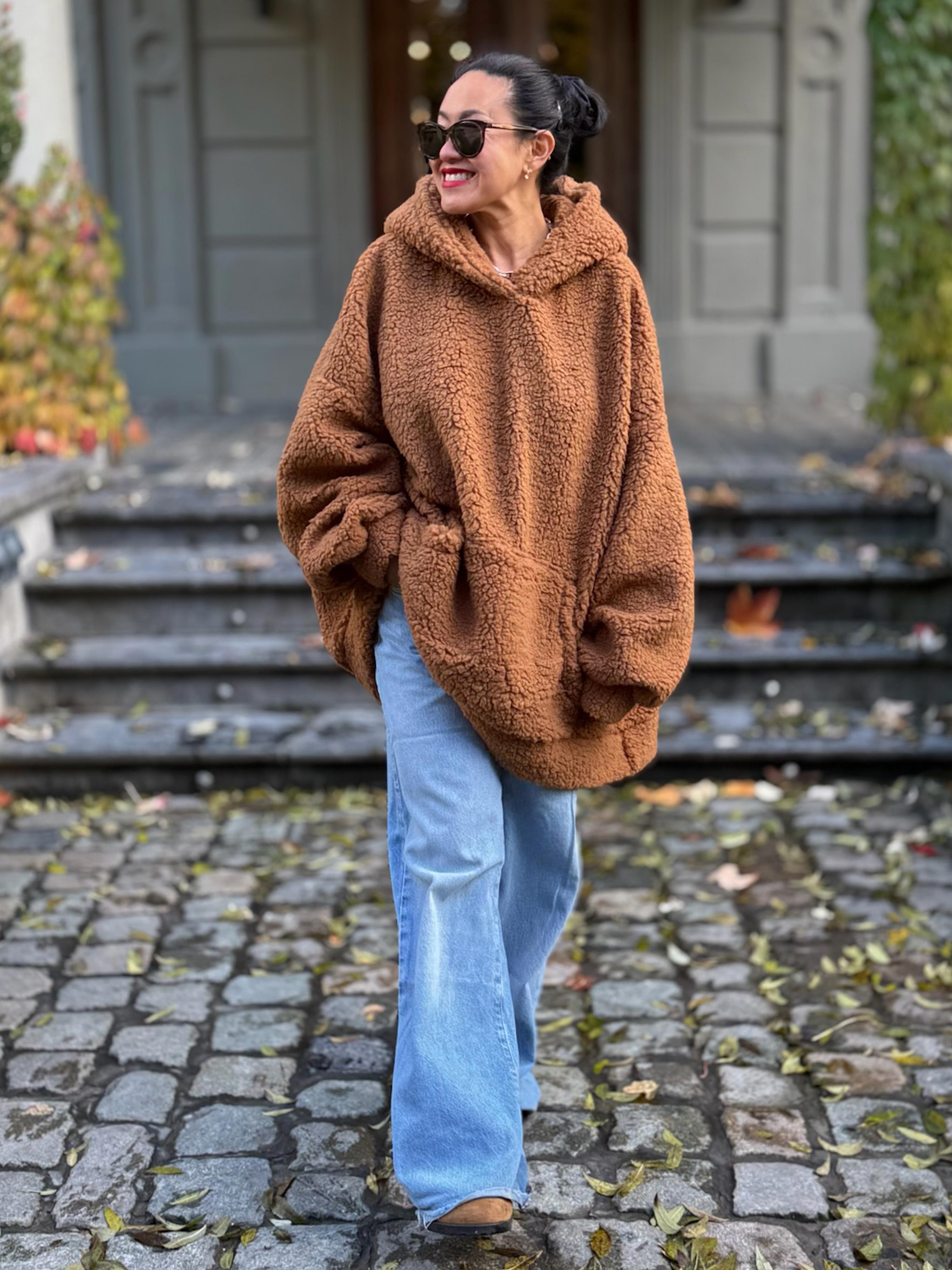 Oversize Teddylook Hoodie - Camel