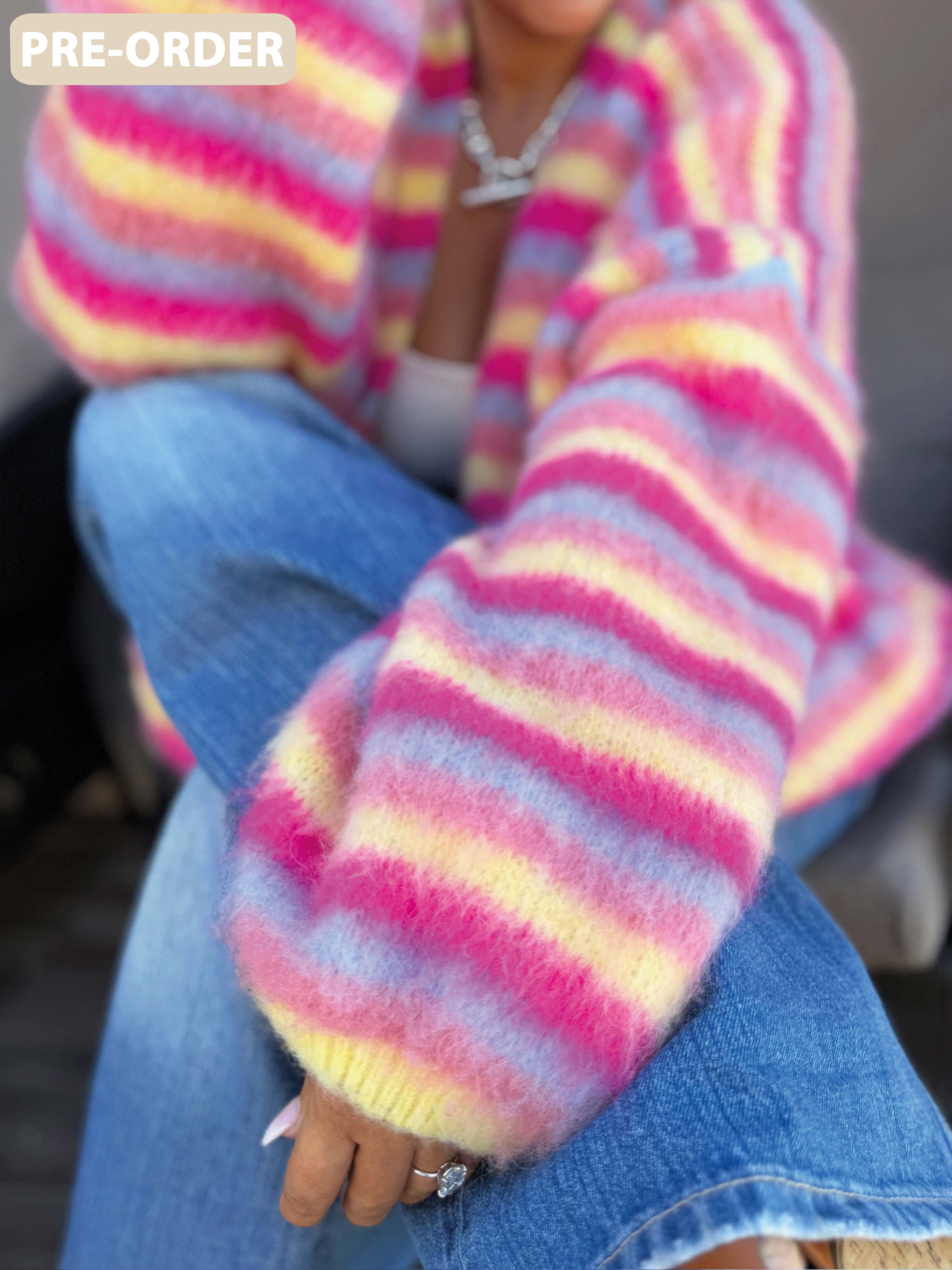 PRE-ORDER: Oversize Cardigan - FLUFFY - Rainbow Bunt