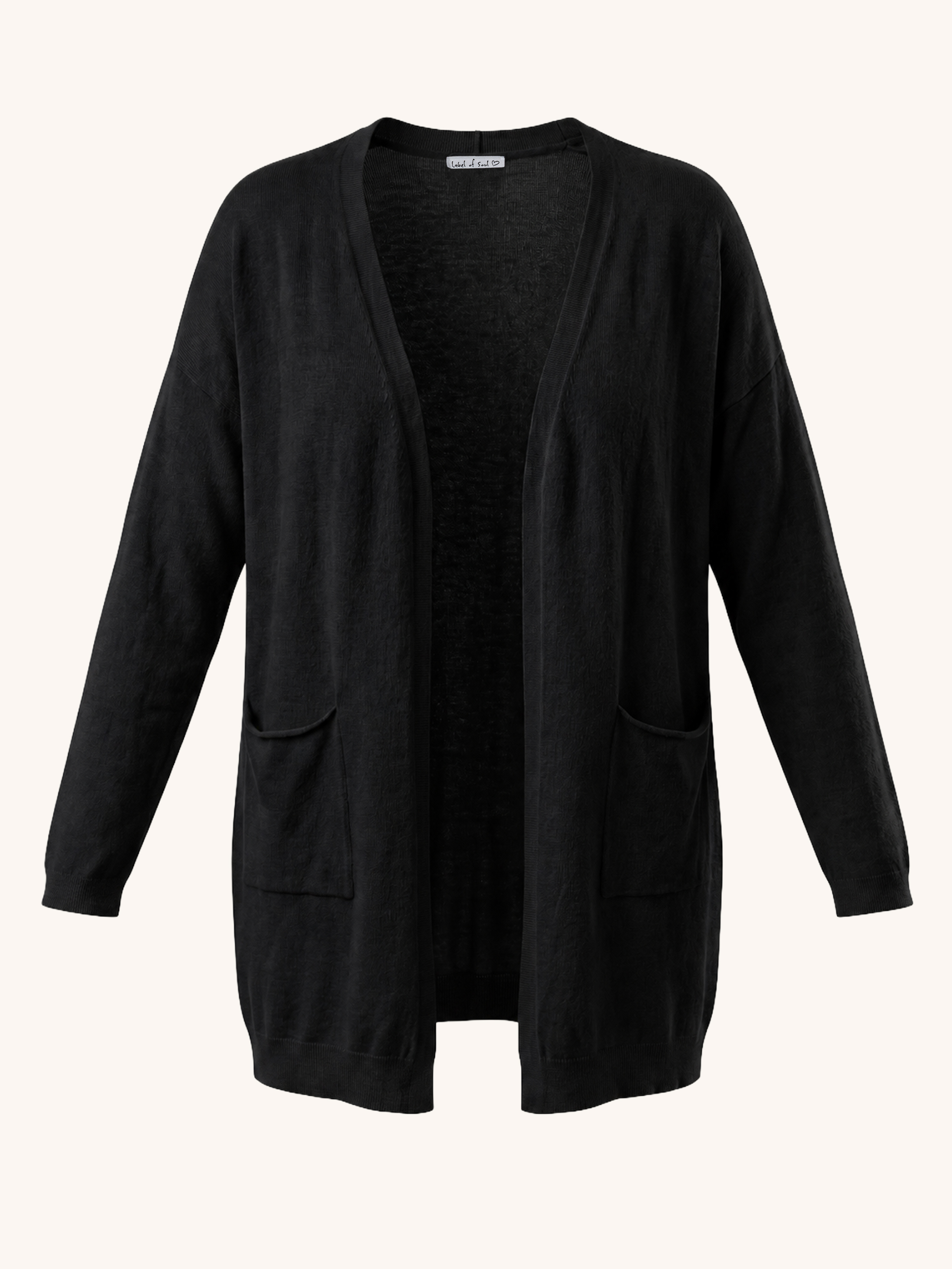 Leichte Oversize Viskose Strickjacke - Schwarz