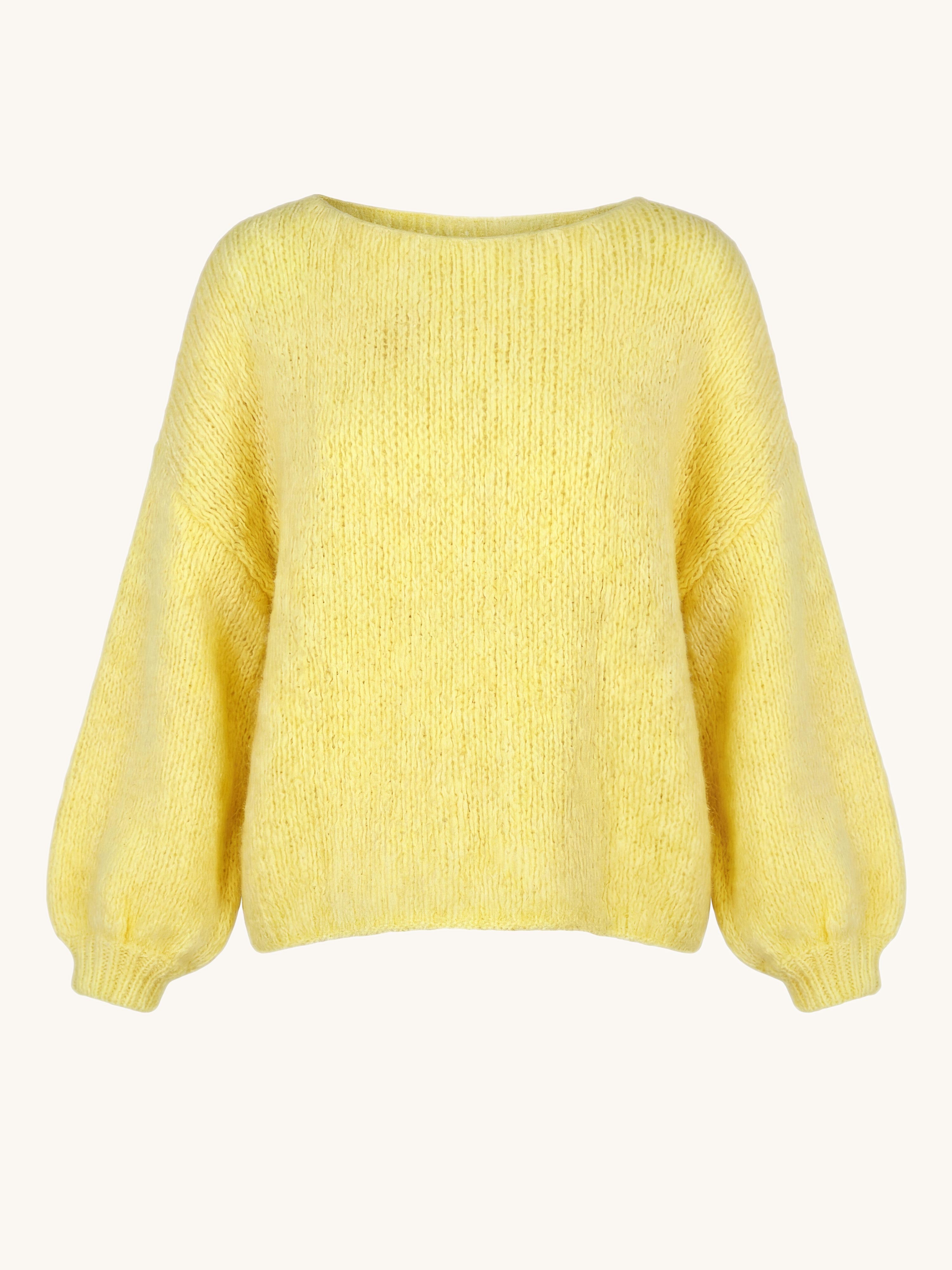 Oversize Cropped Strickpullover - FLAUSCHI - Lemon